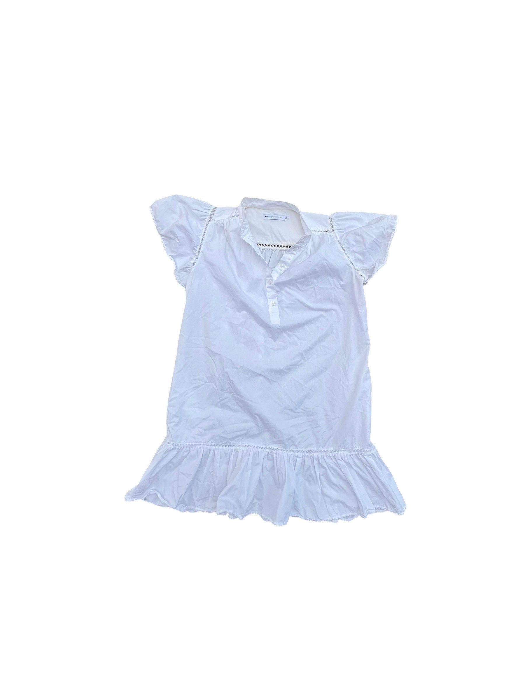 white rebecca minkoff dress w buttons and square openings, s