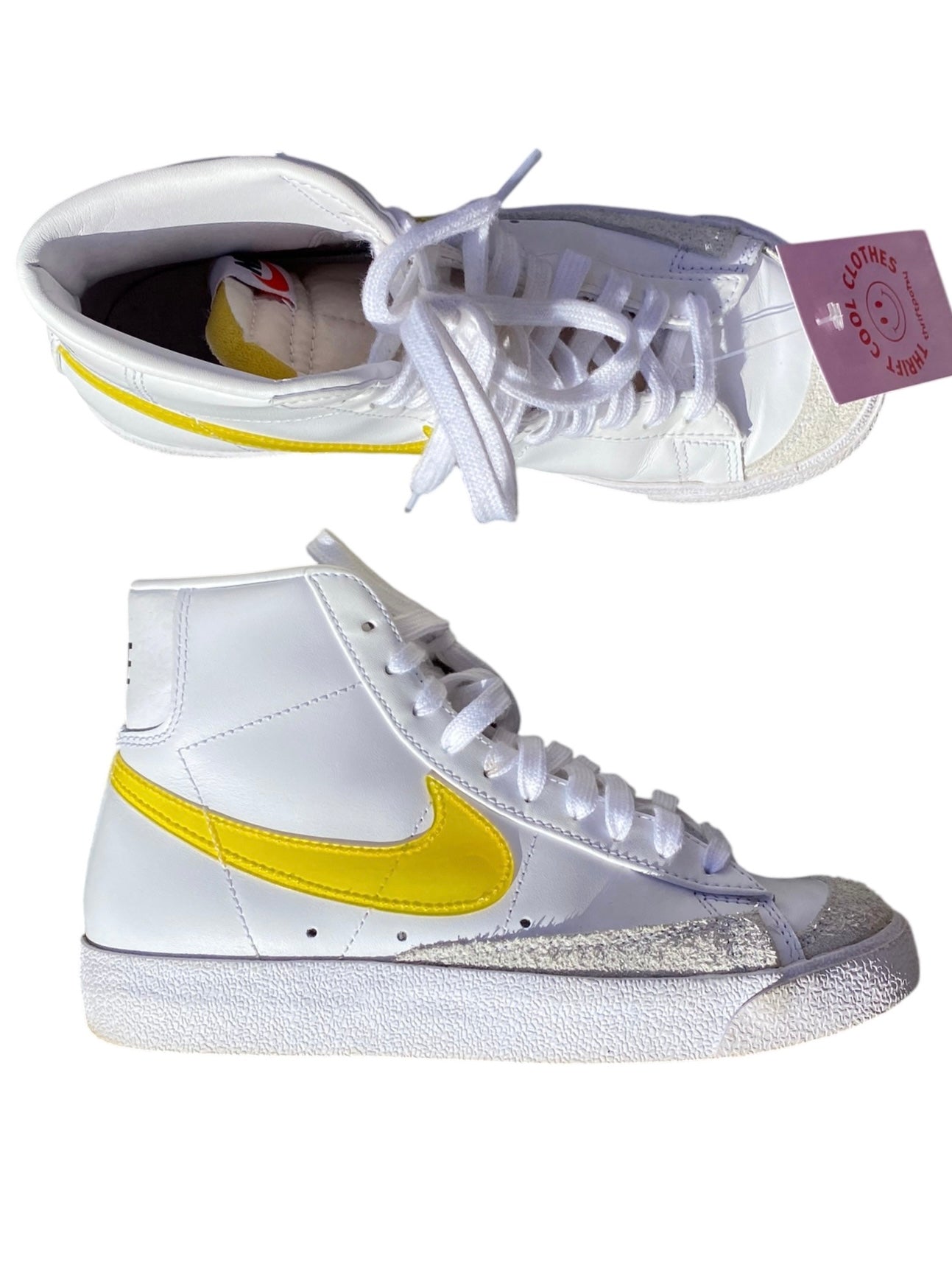 white yellow nike high top blazers, 7