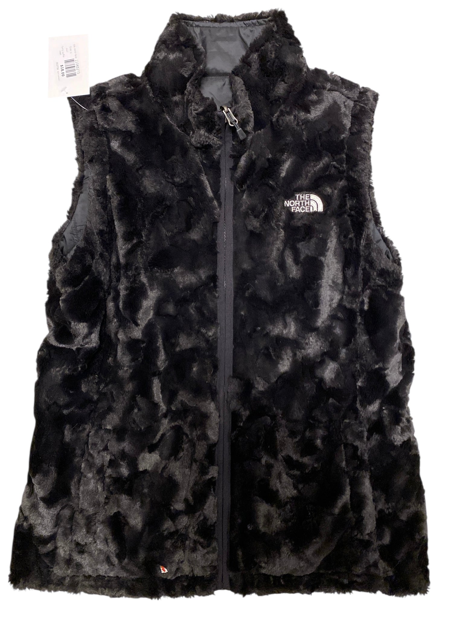 black the north face furry puffer vest, s
