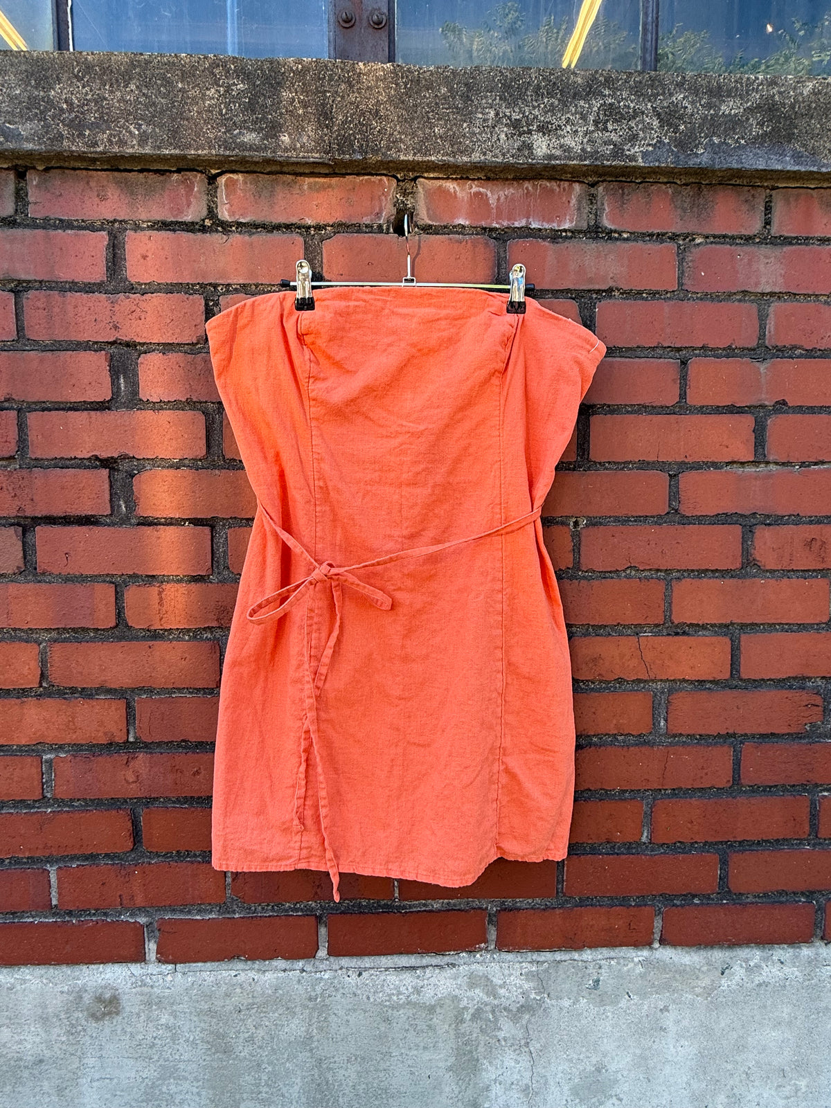 orange abercrmobie strapless linen mini dress, xl