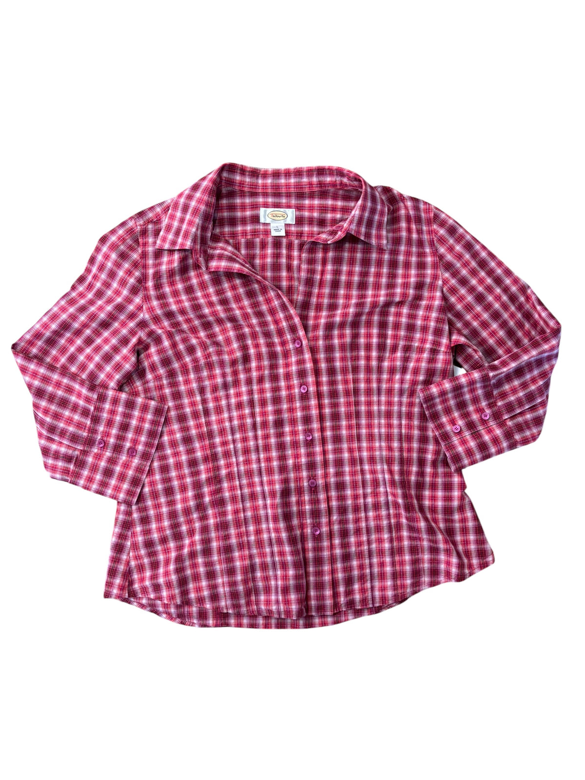 pink talbots sparkle ls button up, L