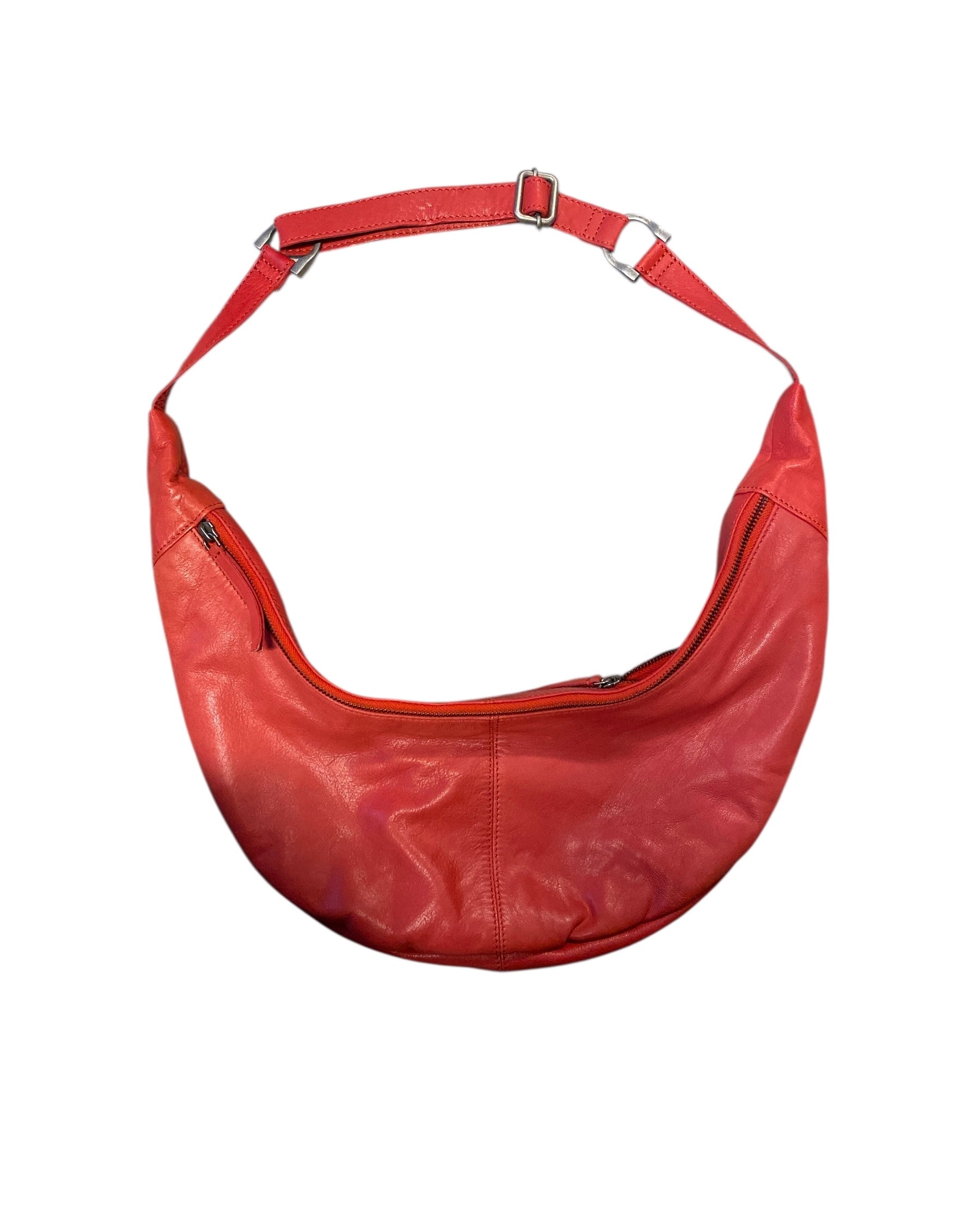 red free people leather crescent handbag