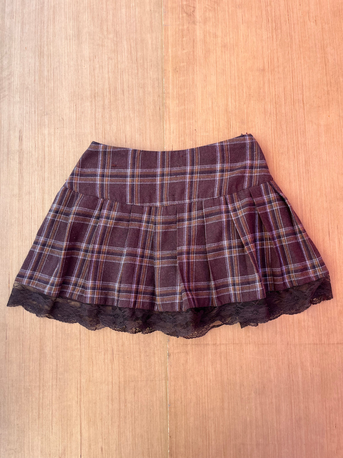 Brown Shein Plaid mini skirt, Xs