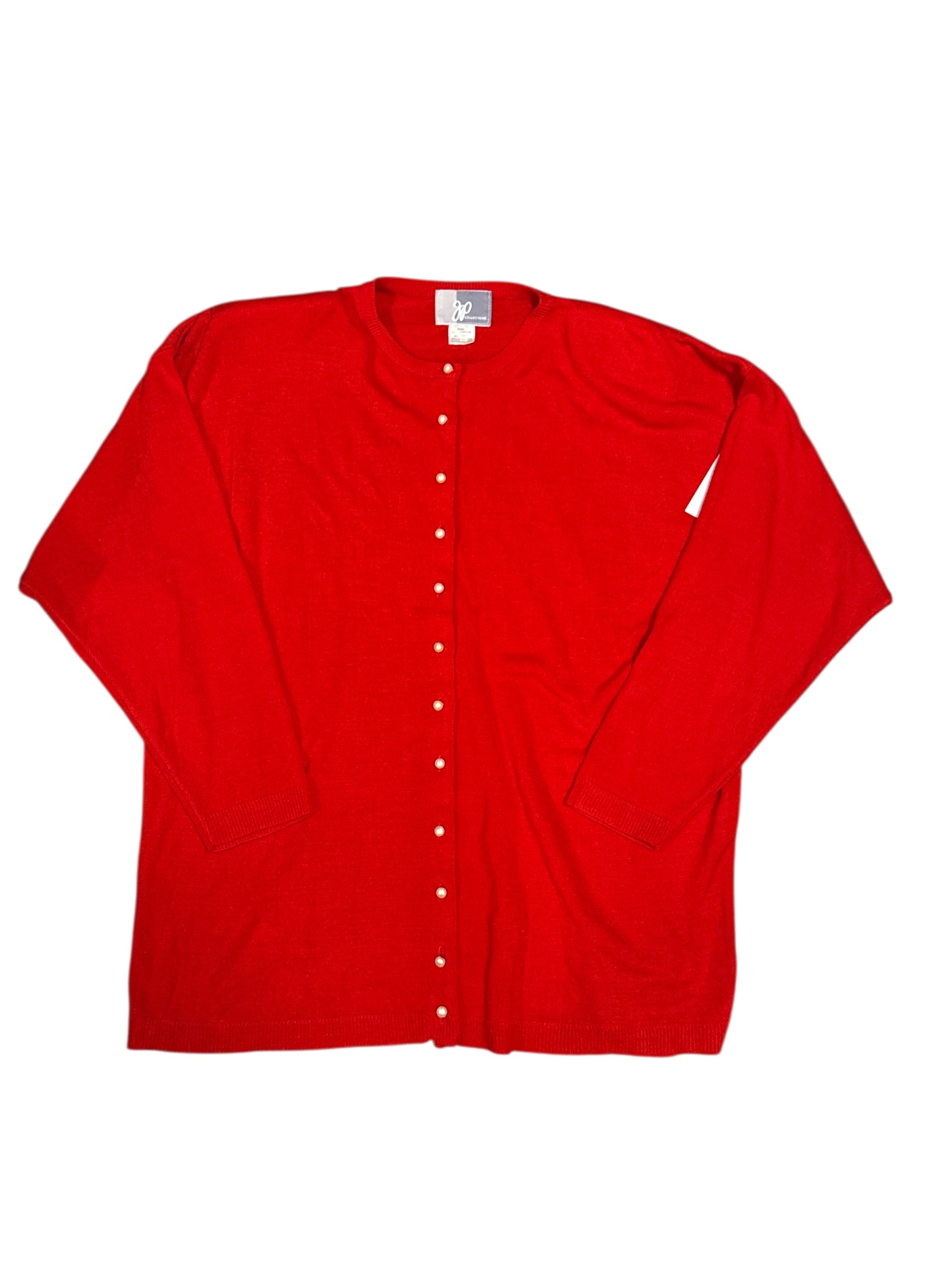 red jp pearl button cardigan, 18/20