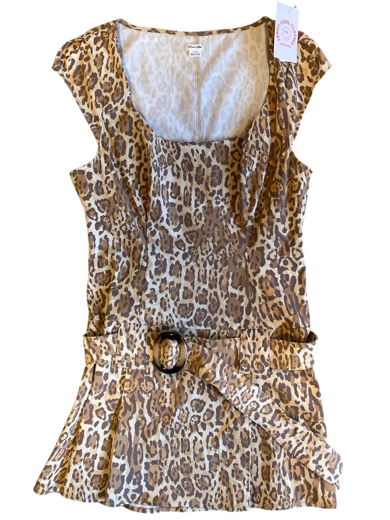 brown kimchi blue cheetah dropwaist dress, xL (fits like a large)