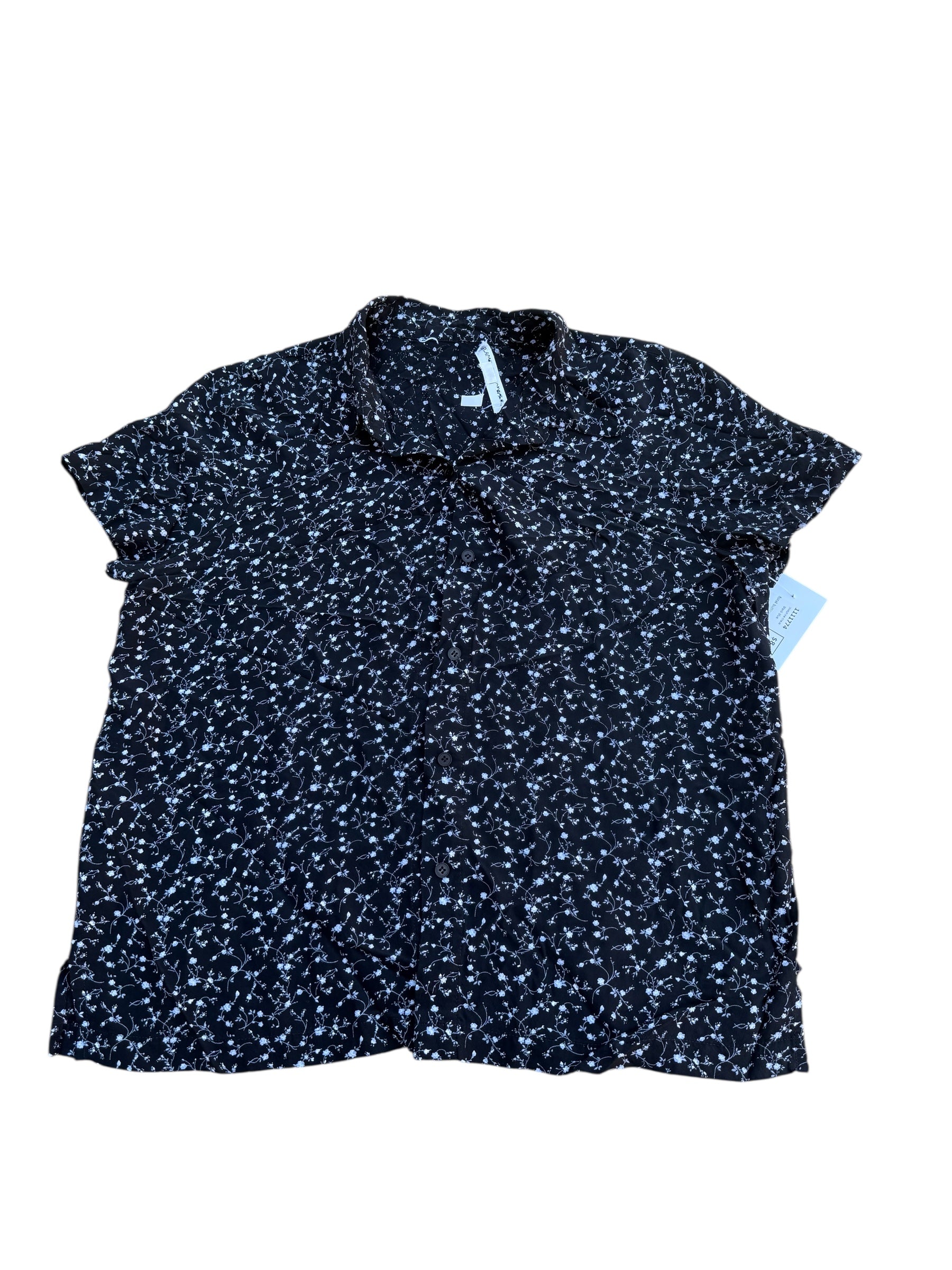 black blue josephine chaus floral button down
