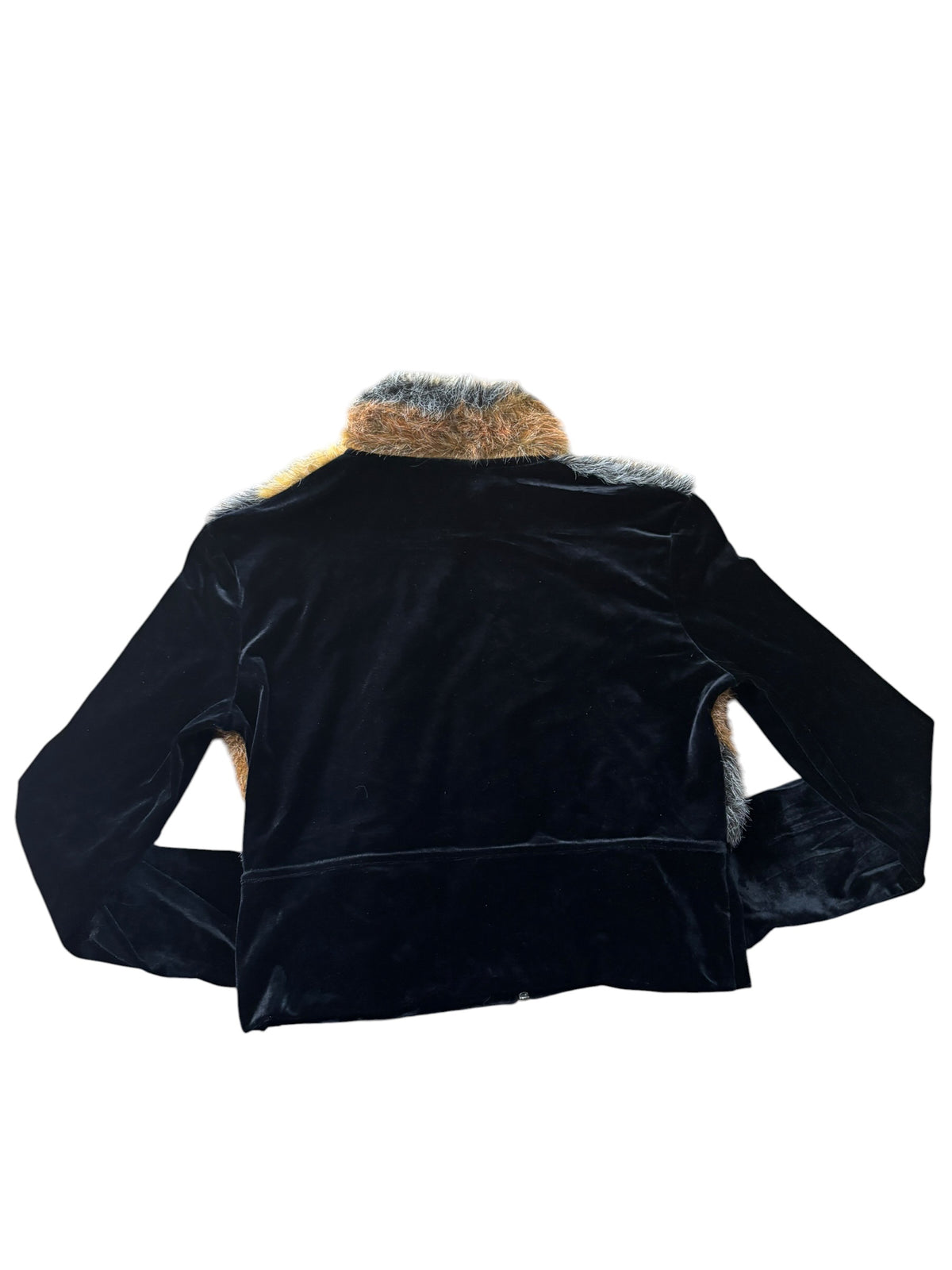 black brown vtg furry zip jacket, xs/s