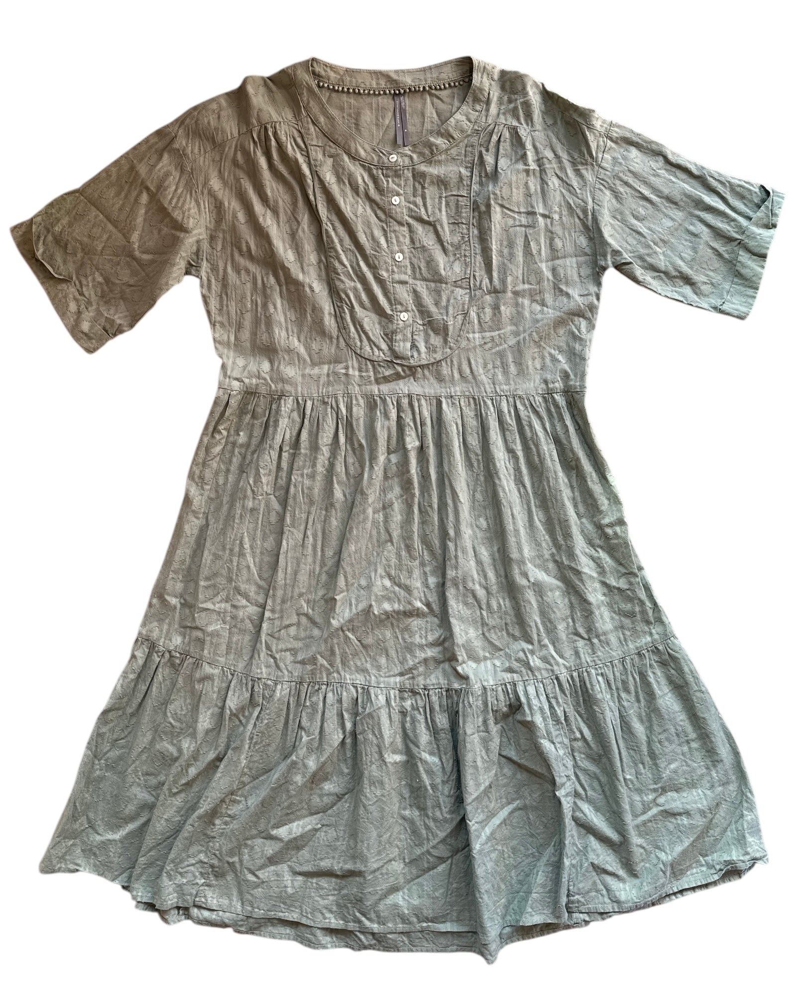 green Anthropologie ls maxi dress, m