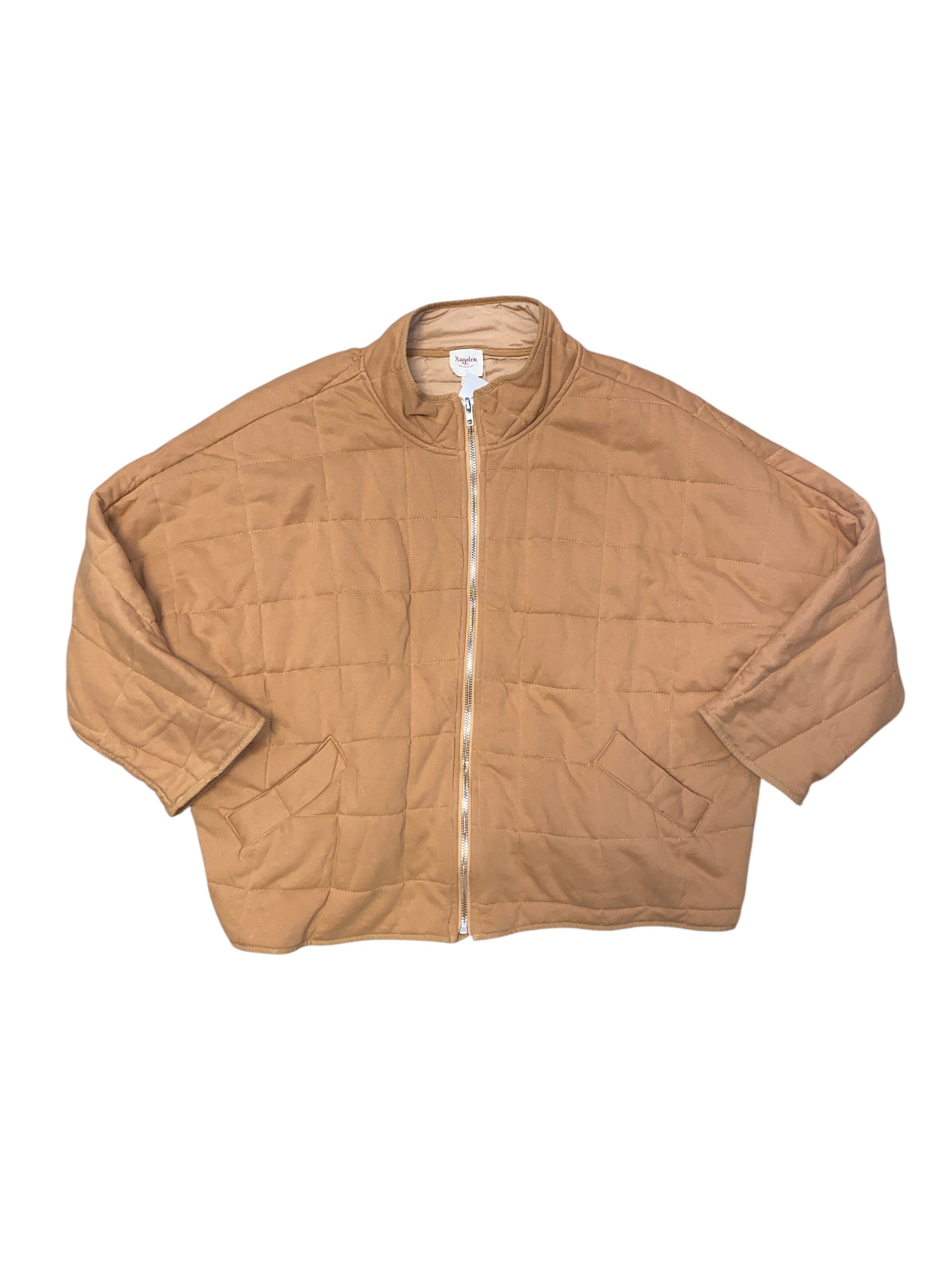 tan hayden quilted zip up ls jacket, 1xl
