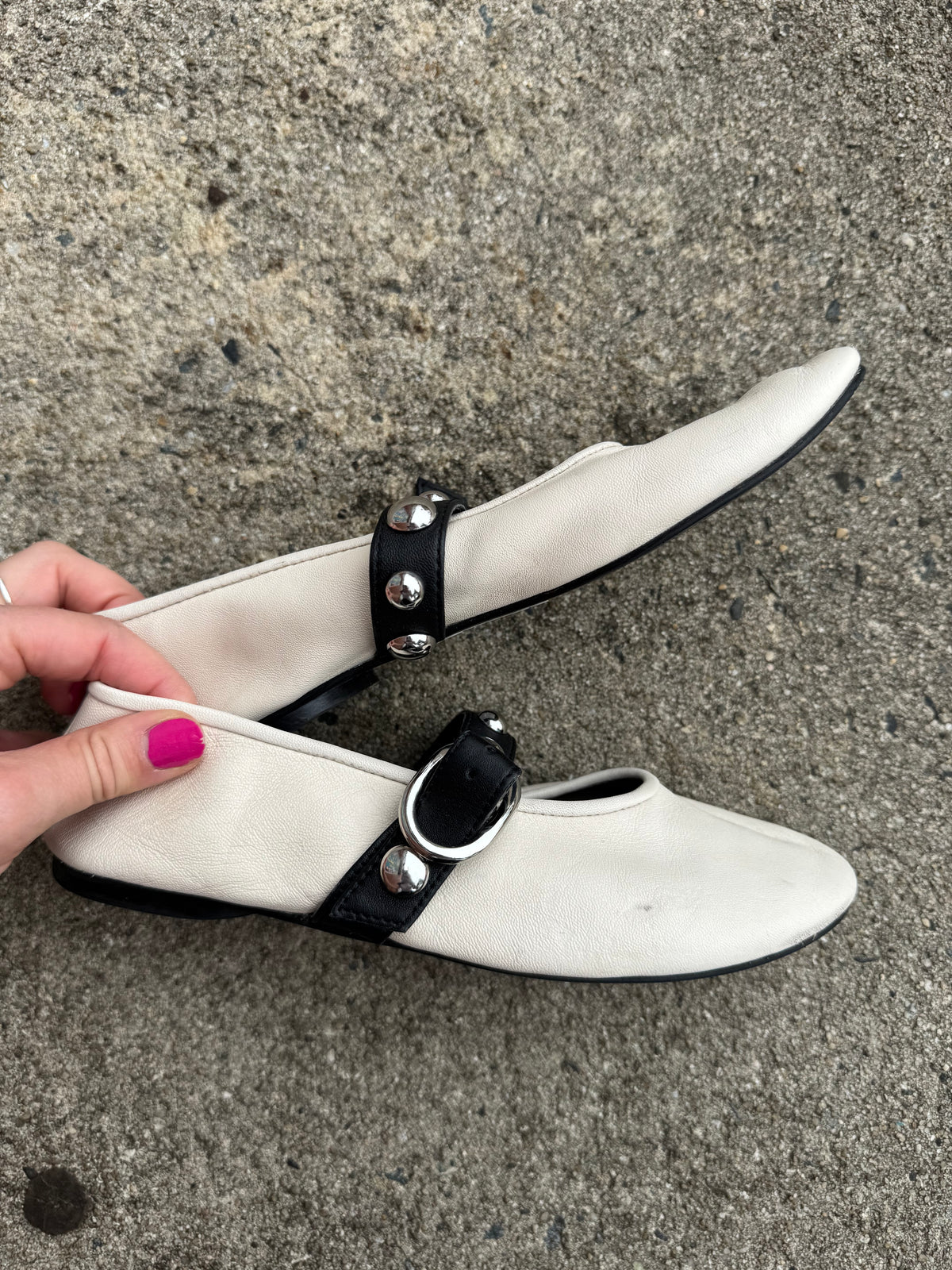 Cream Zara Studded ballet flats, 37