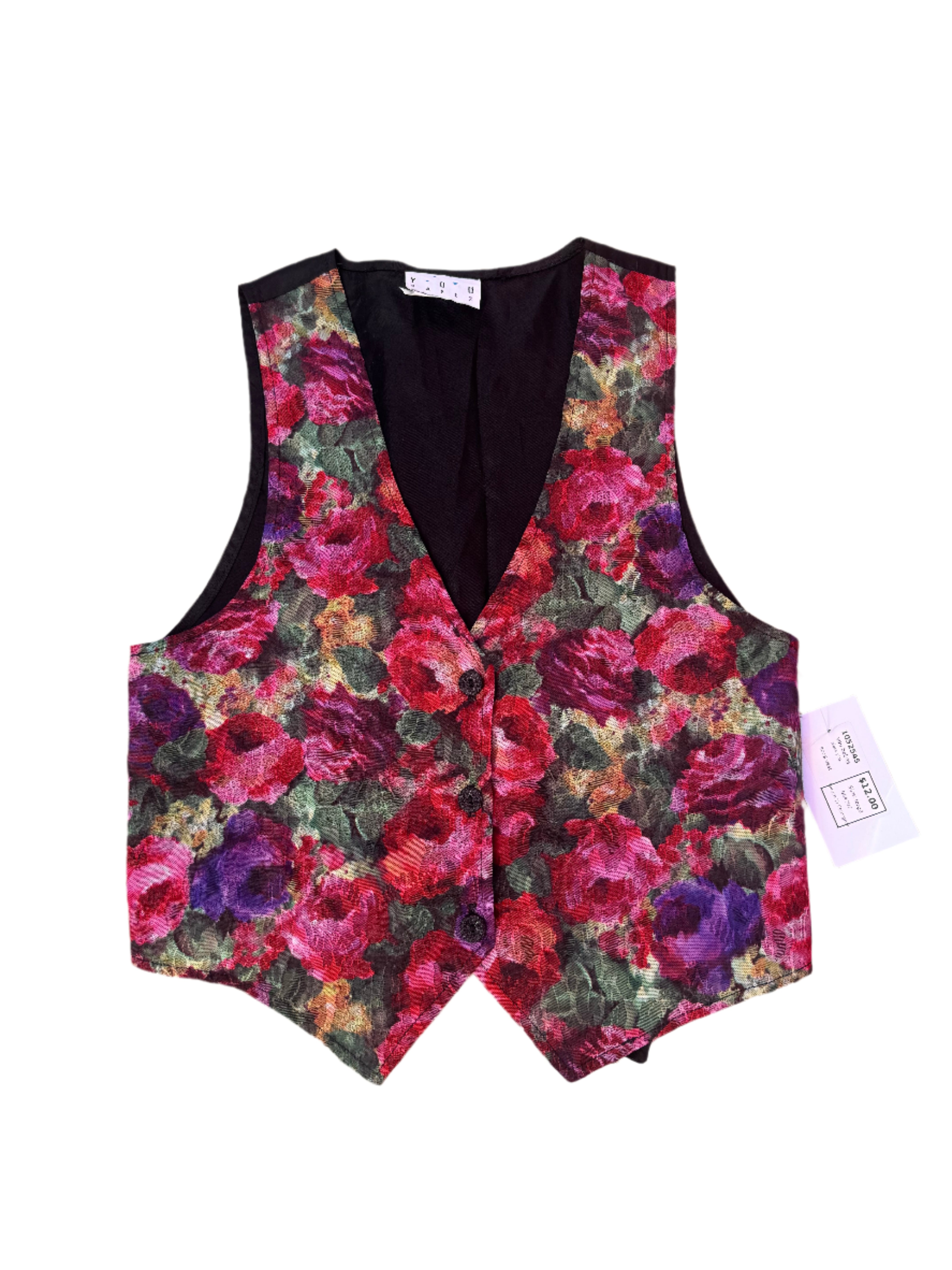 black pink you babes floral vest, large