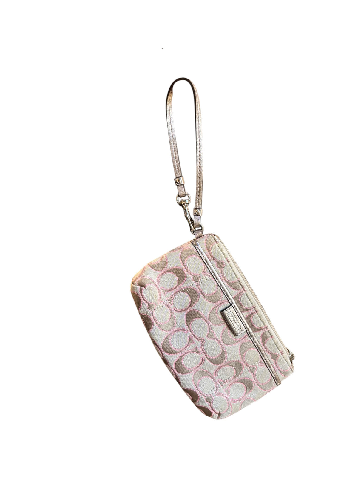 tan pink coach cutie wristlet