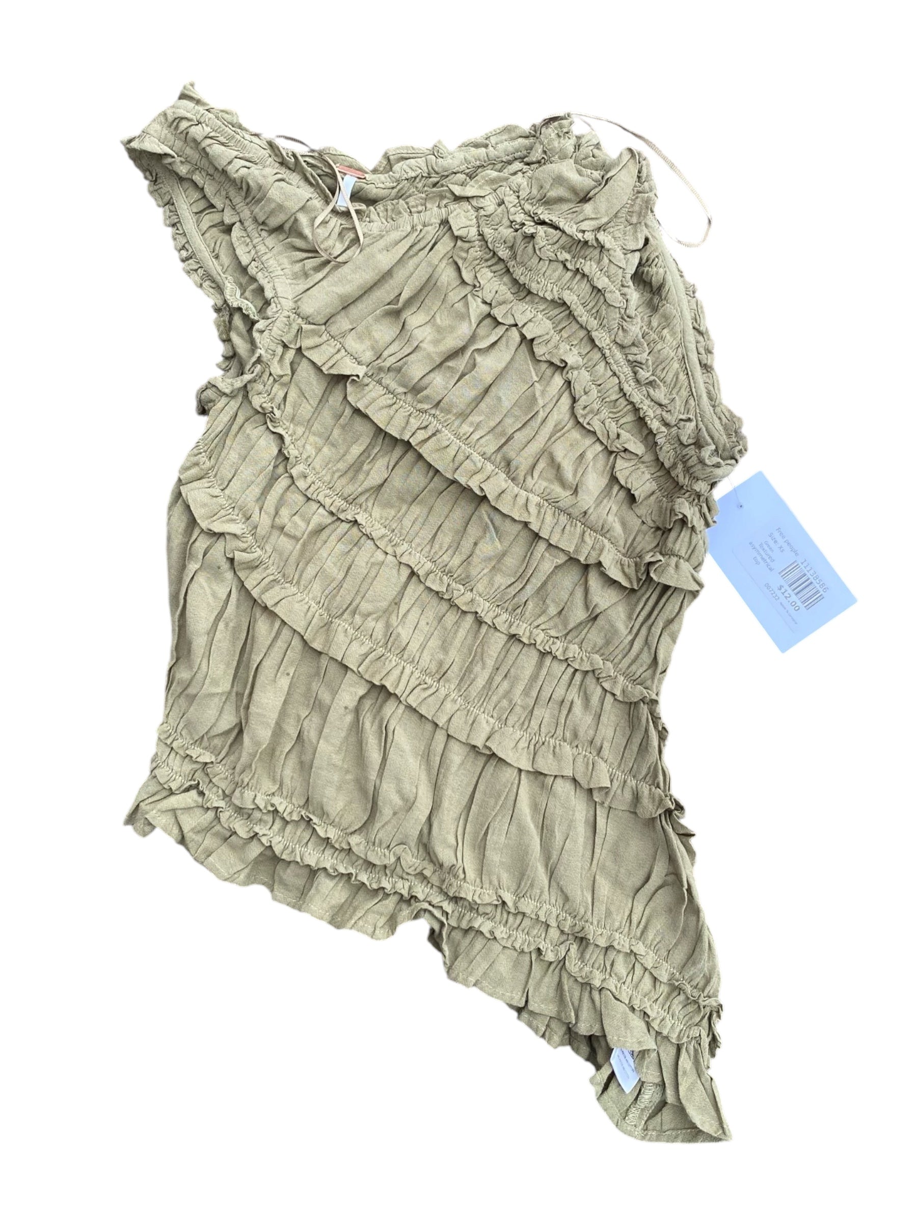 Green Free people Textured asymmetrical top, Xs