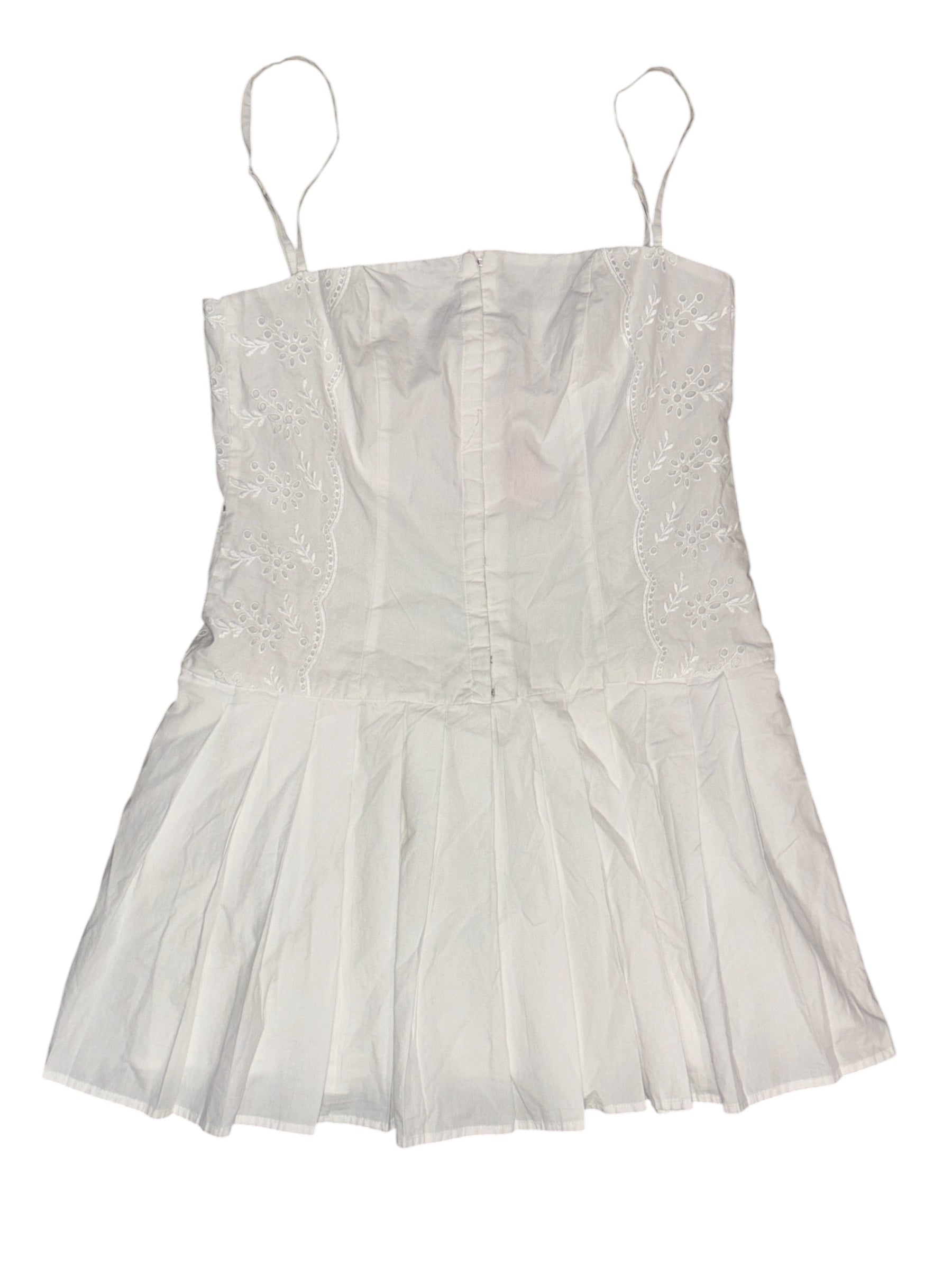 white zara eyelet tank mini dress, s