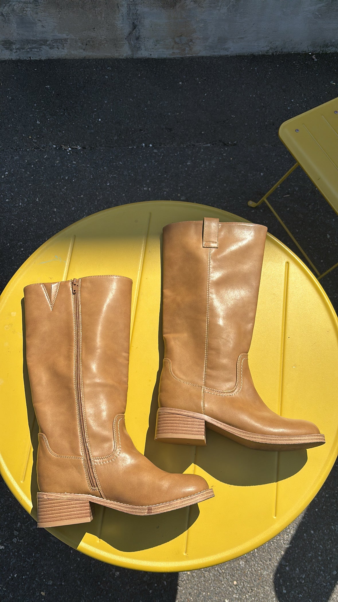 tan tall leather boot, 8