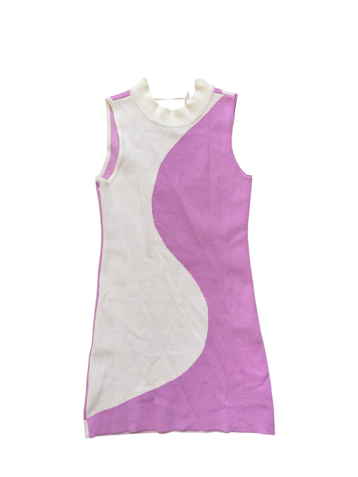 purple white o vianca knit swirl hi neck mini dress, s