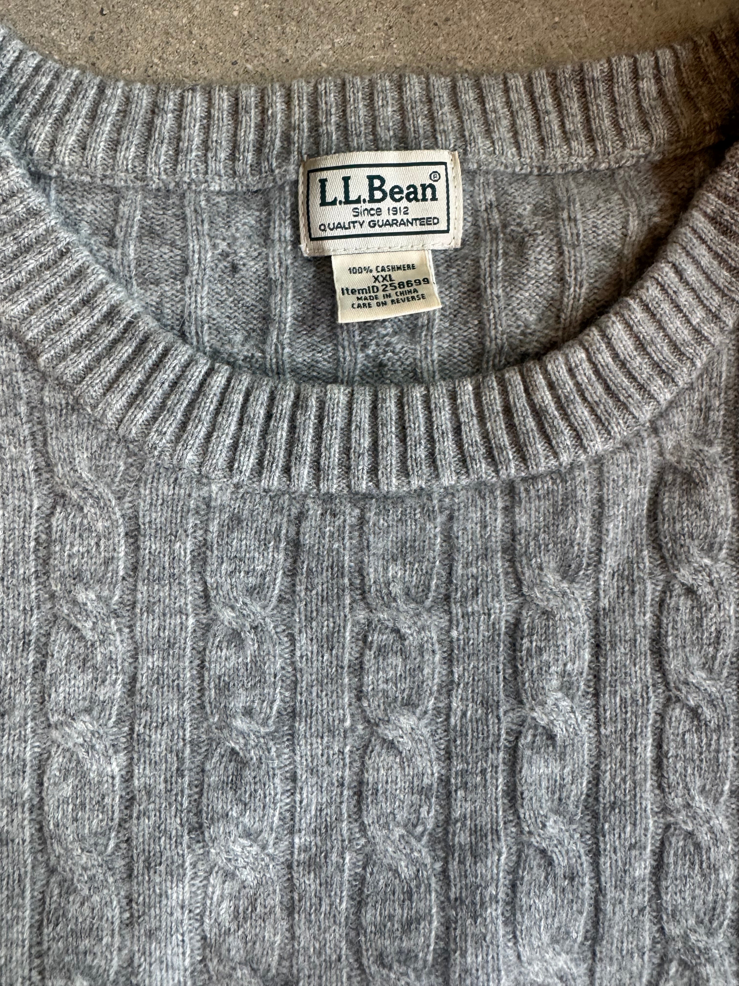 Grey Ll bean 100% cashmere cable sweater, Xxl