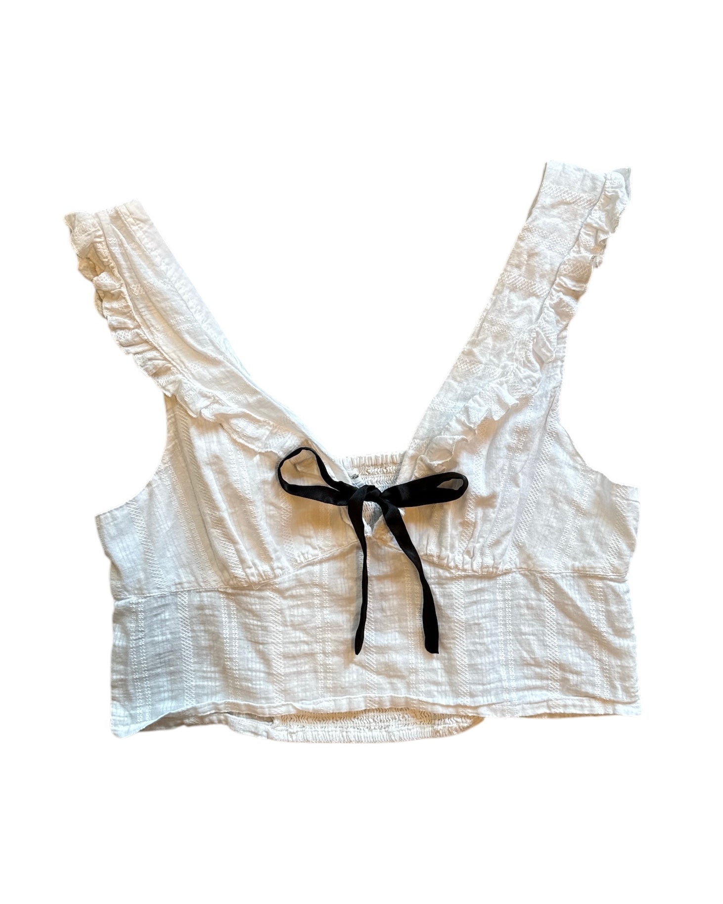 white kimchi blue deep v blouse w bow, xl