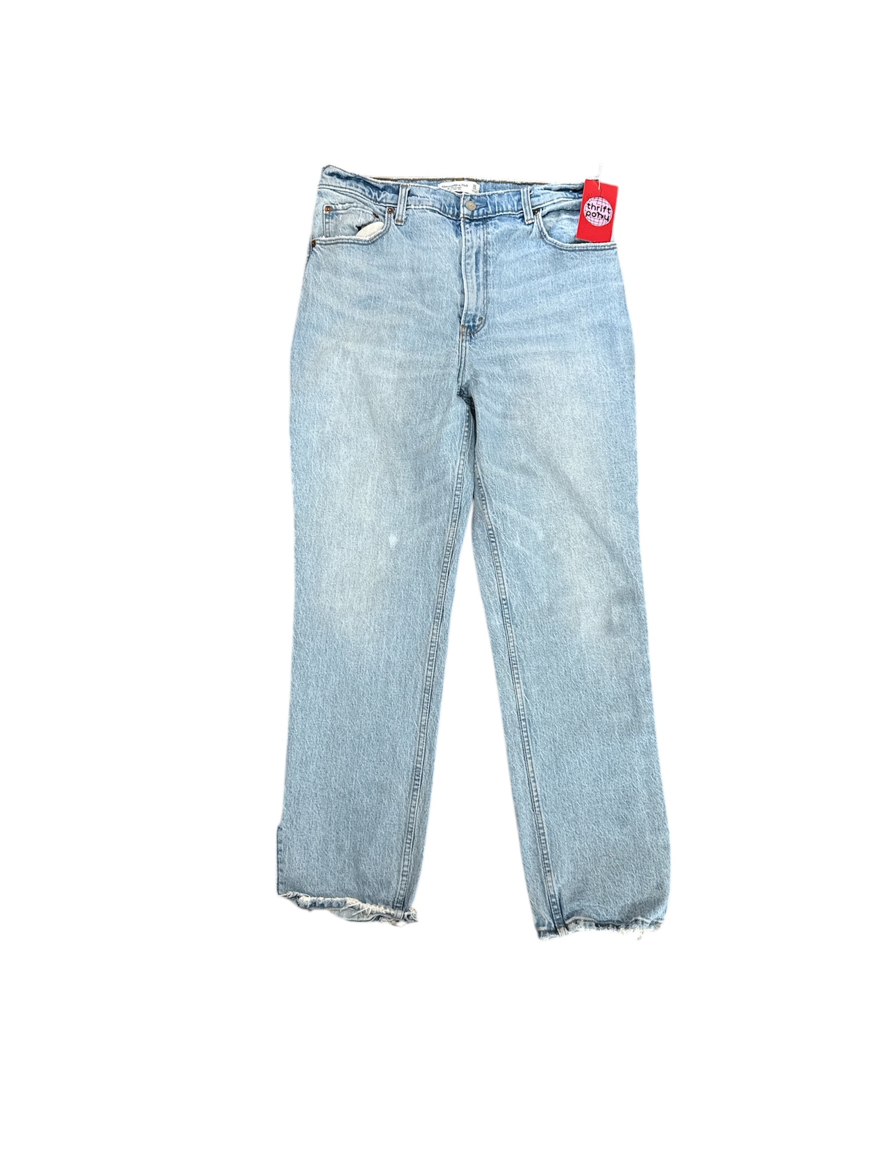 blue abercrombie & fitch the 90s straight ultra high rise jeans, 14