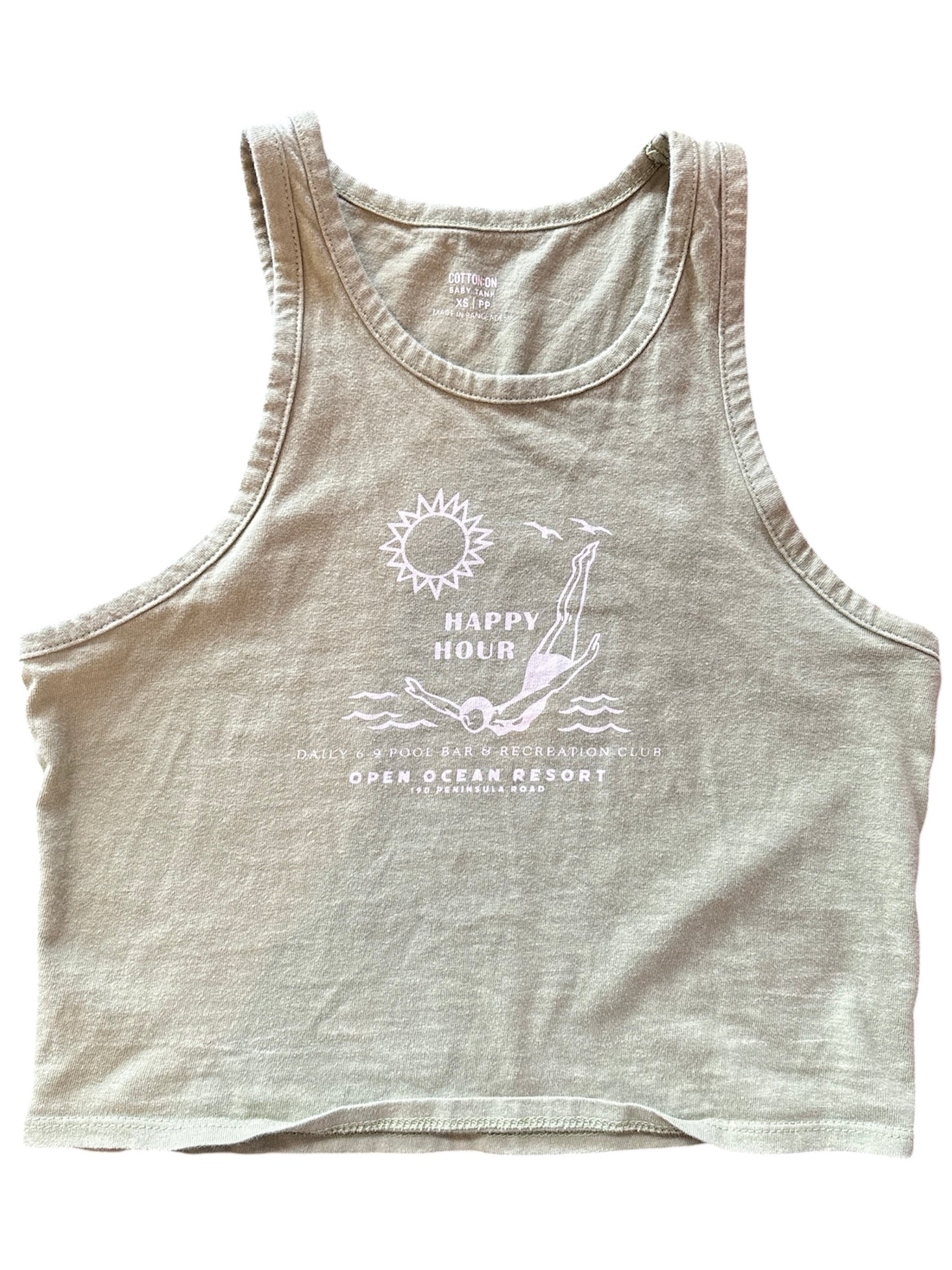 army green cotton on happy hour tank, xs