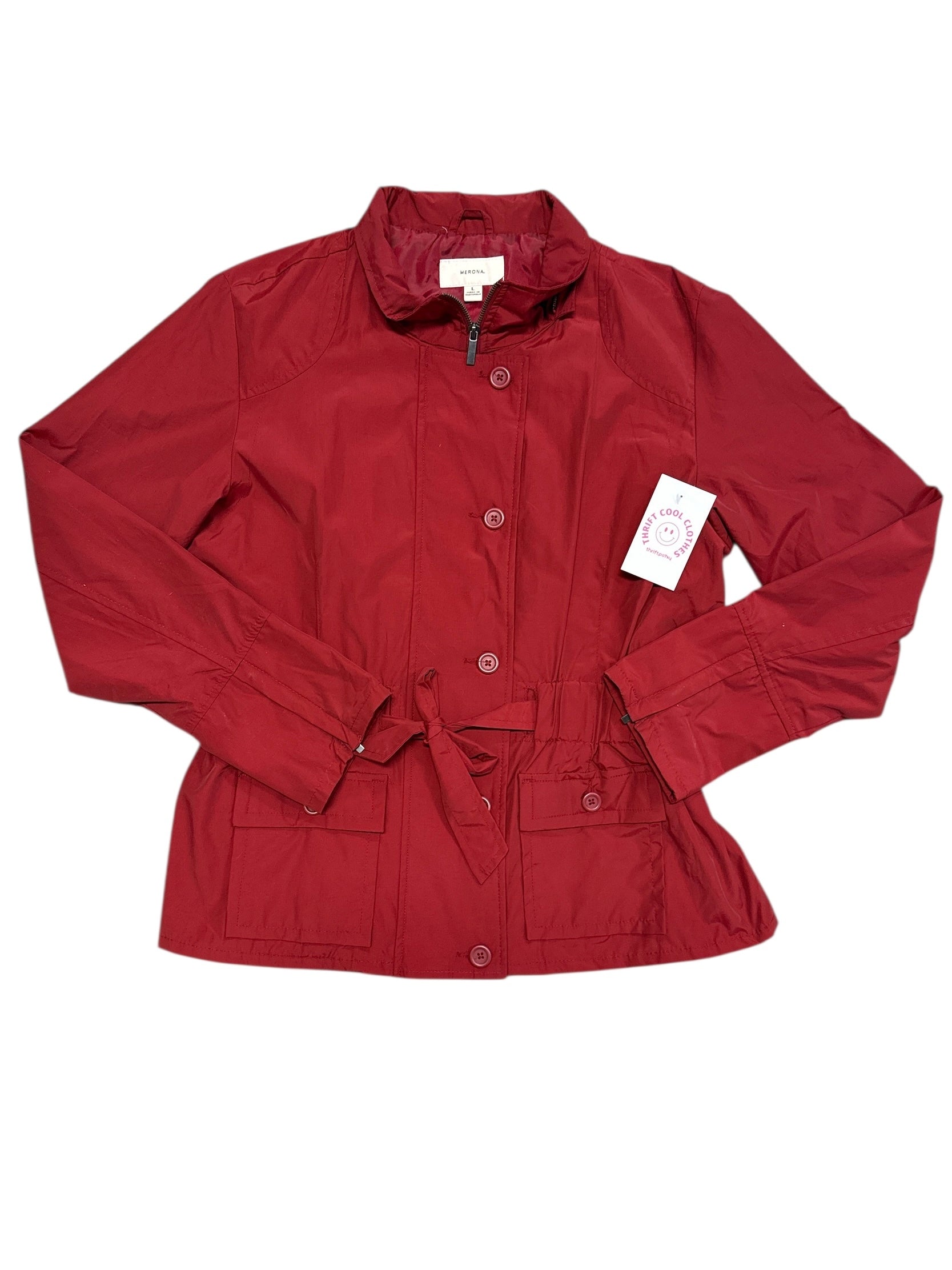 Maroon Merona Rain jacket cinch waist, L