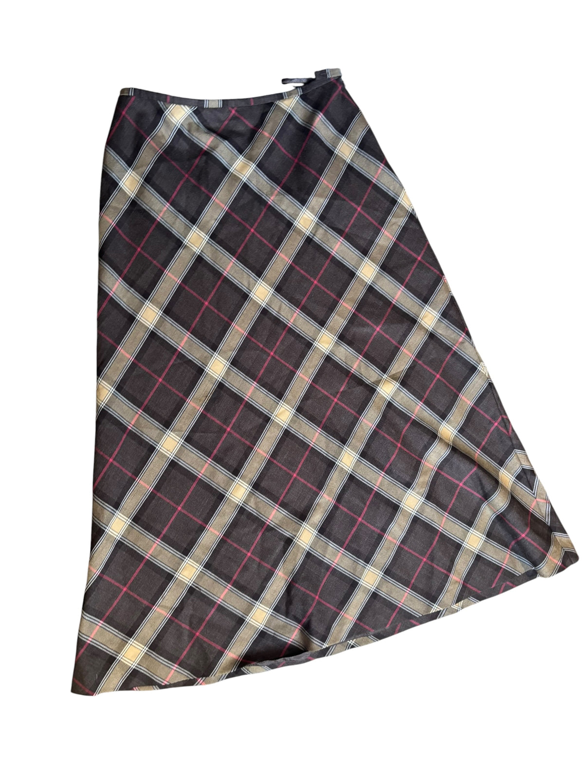 brown talbots plaid wool maxi skirt, 12