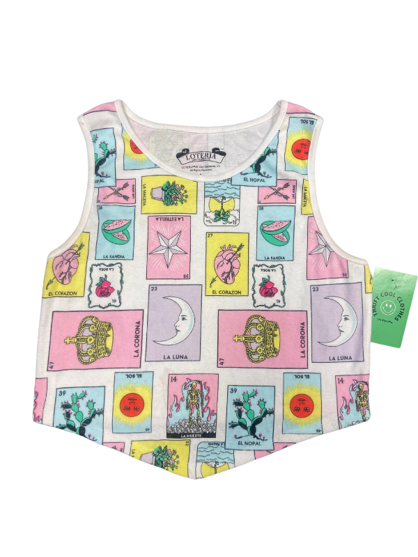 Pink blue Loteria Postcard tank top, L