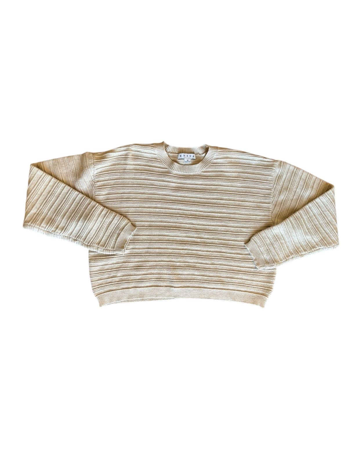 tan hyfve ribbed crop sweater, s