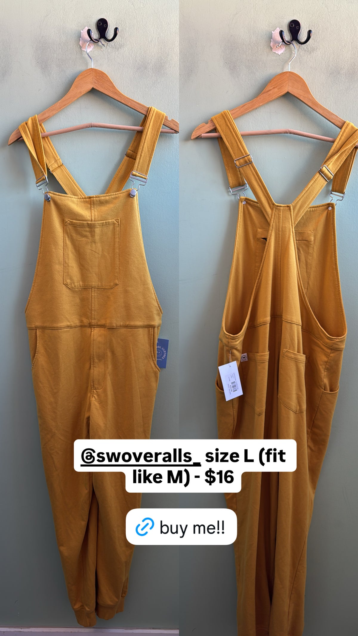 yellow swoveralls overalls, L (fits like M)