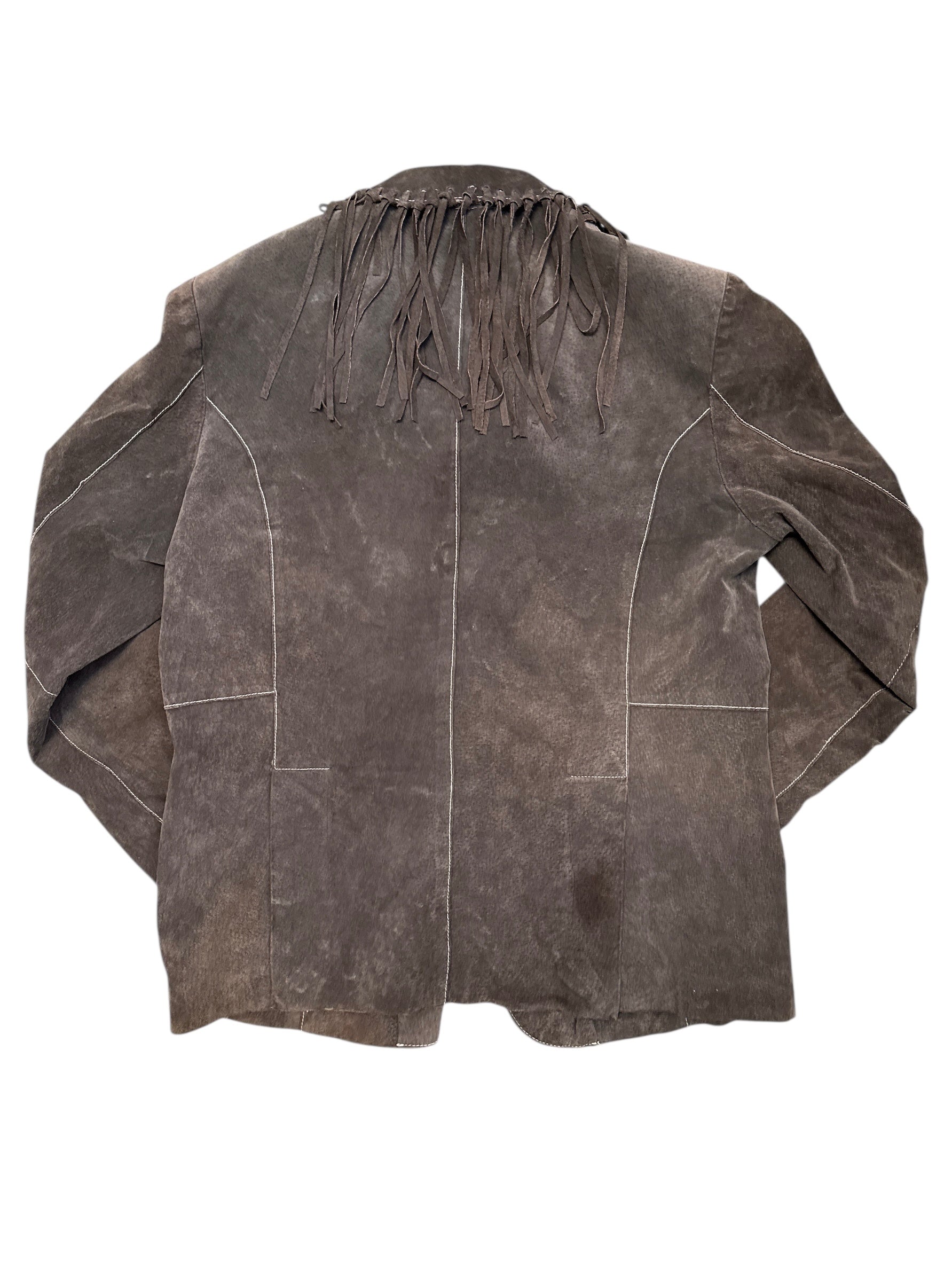 brown marc mattis leather tassel jacket, L