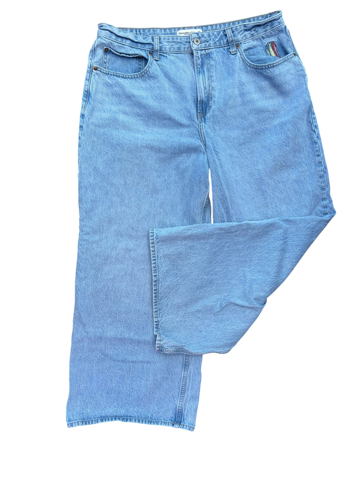 light wash abercrombie hi rise wide leg jeans, 32s