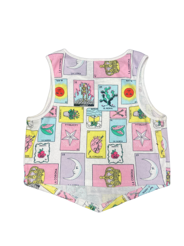 Pink blue Loteria Postcard tank top, L