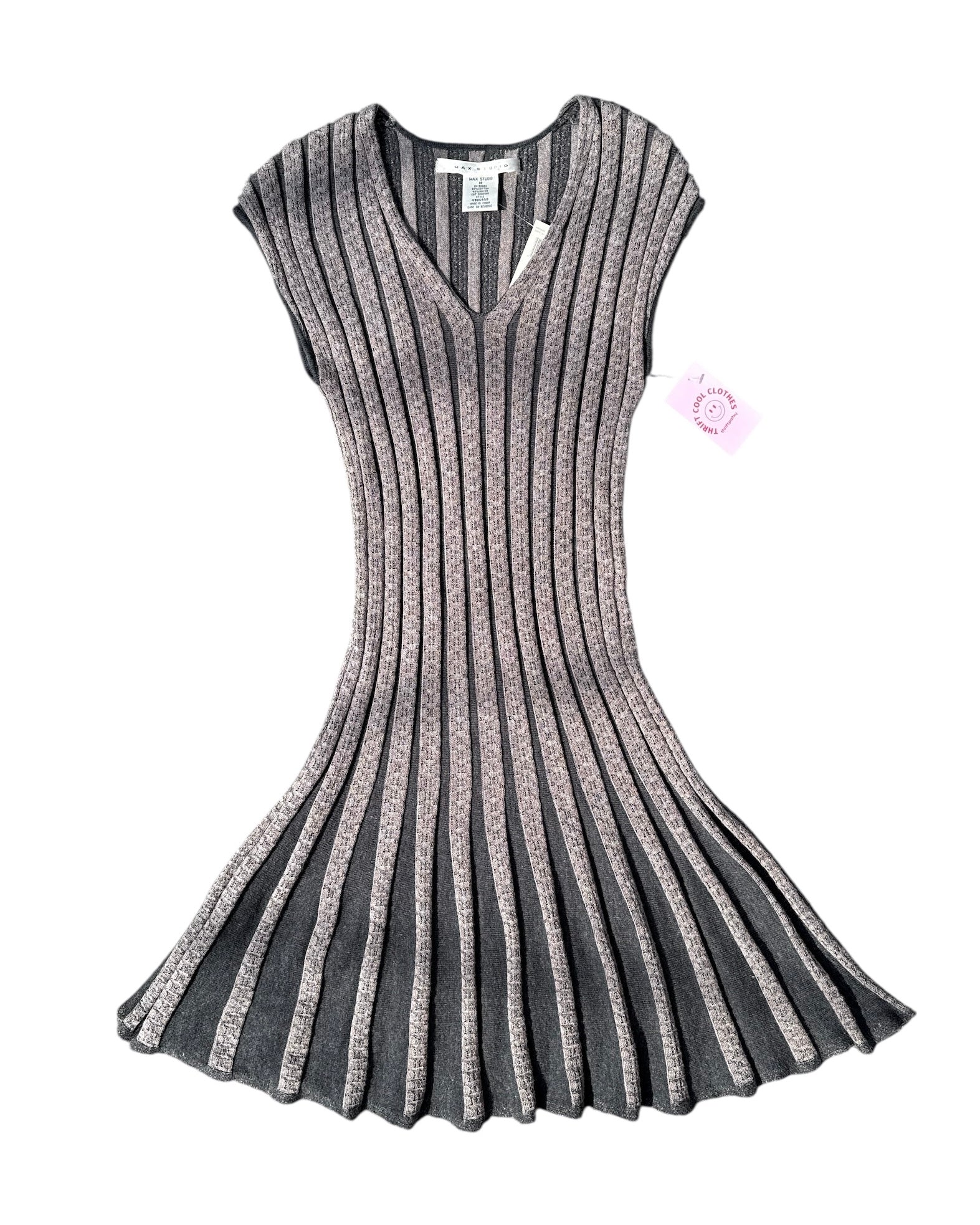 brown max studio nwt knit striped sweater dress, M