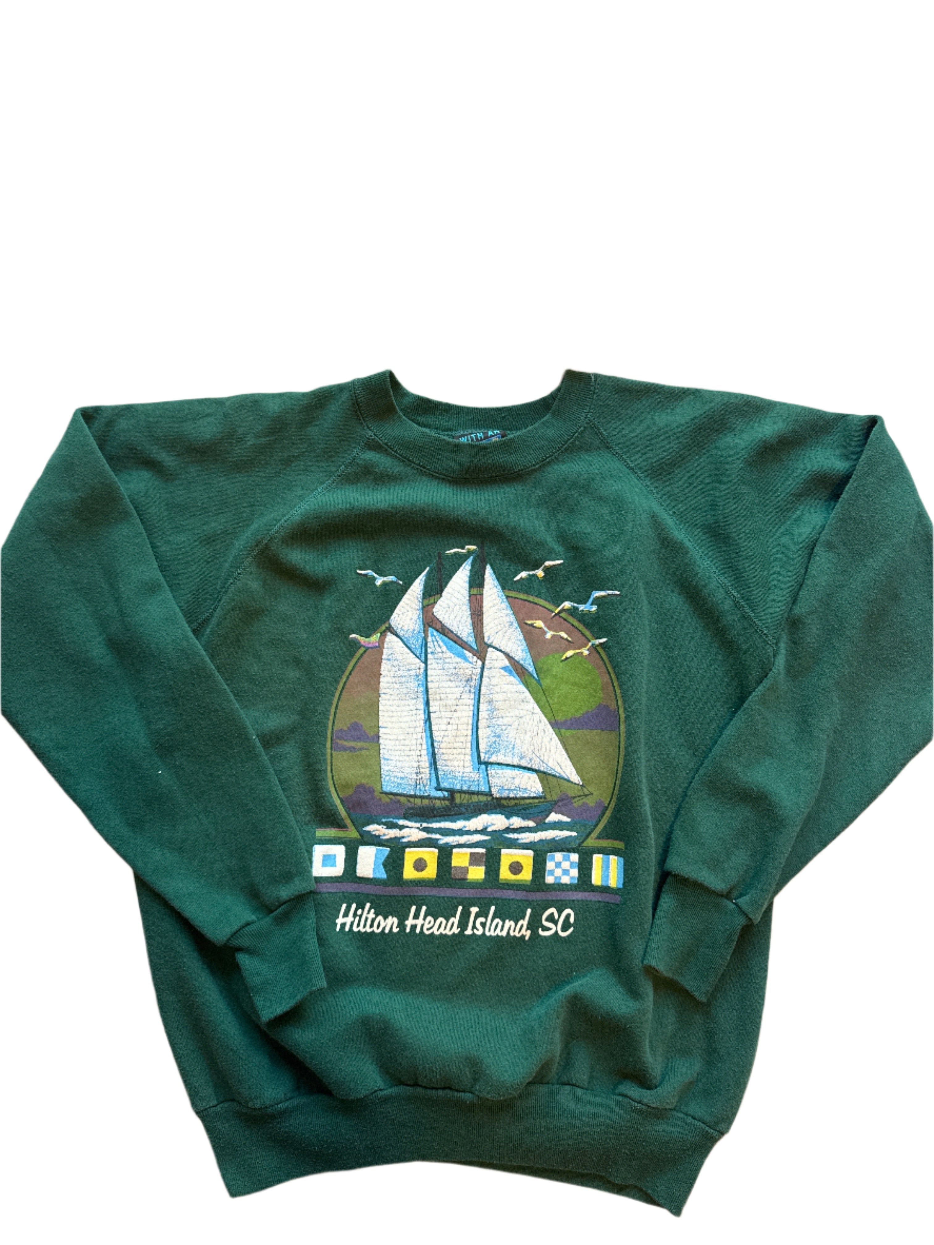 green with an attitude vtg 90s hilton head crew, L