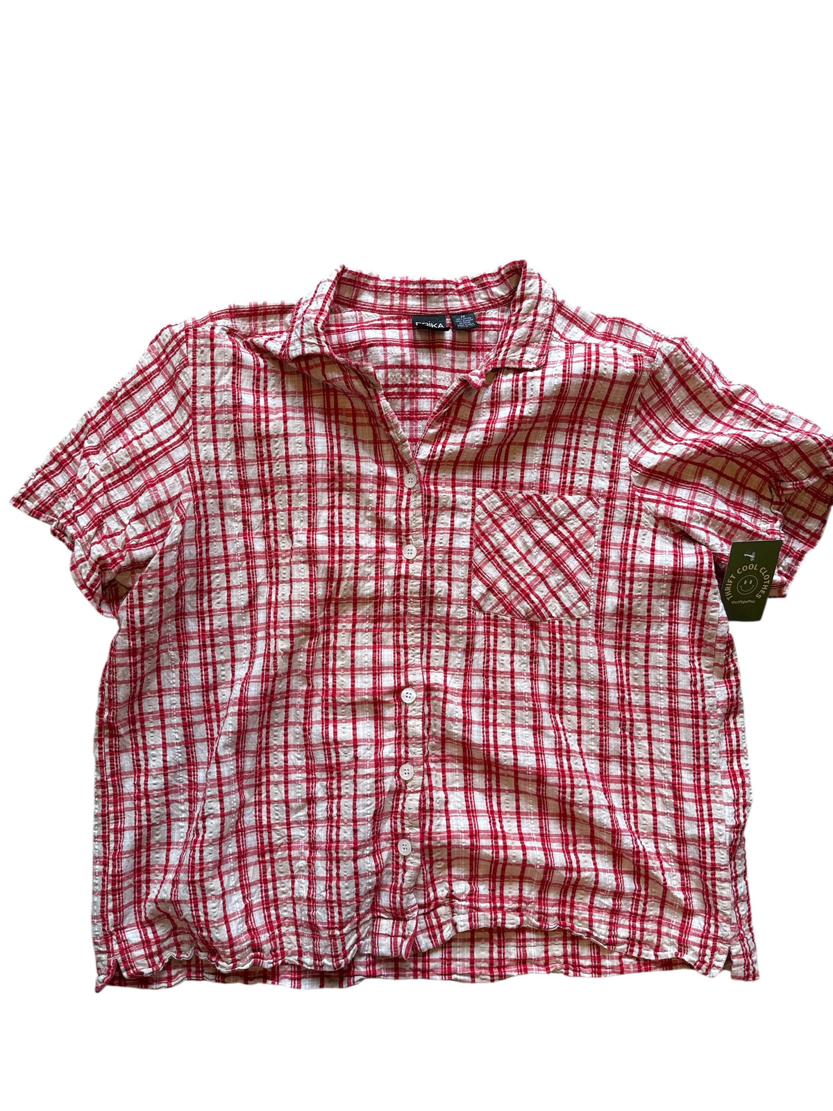 red white erika ss plaid button up, 2x
