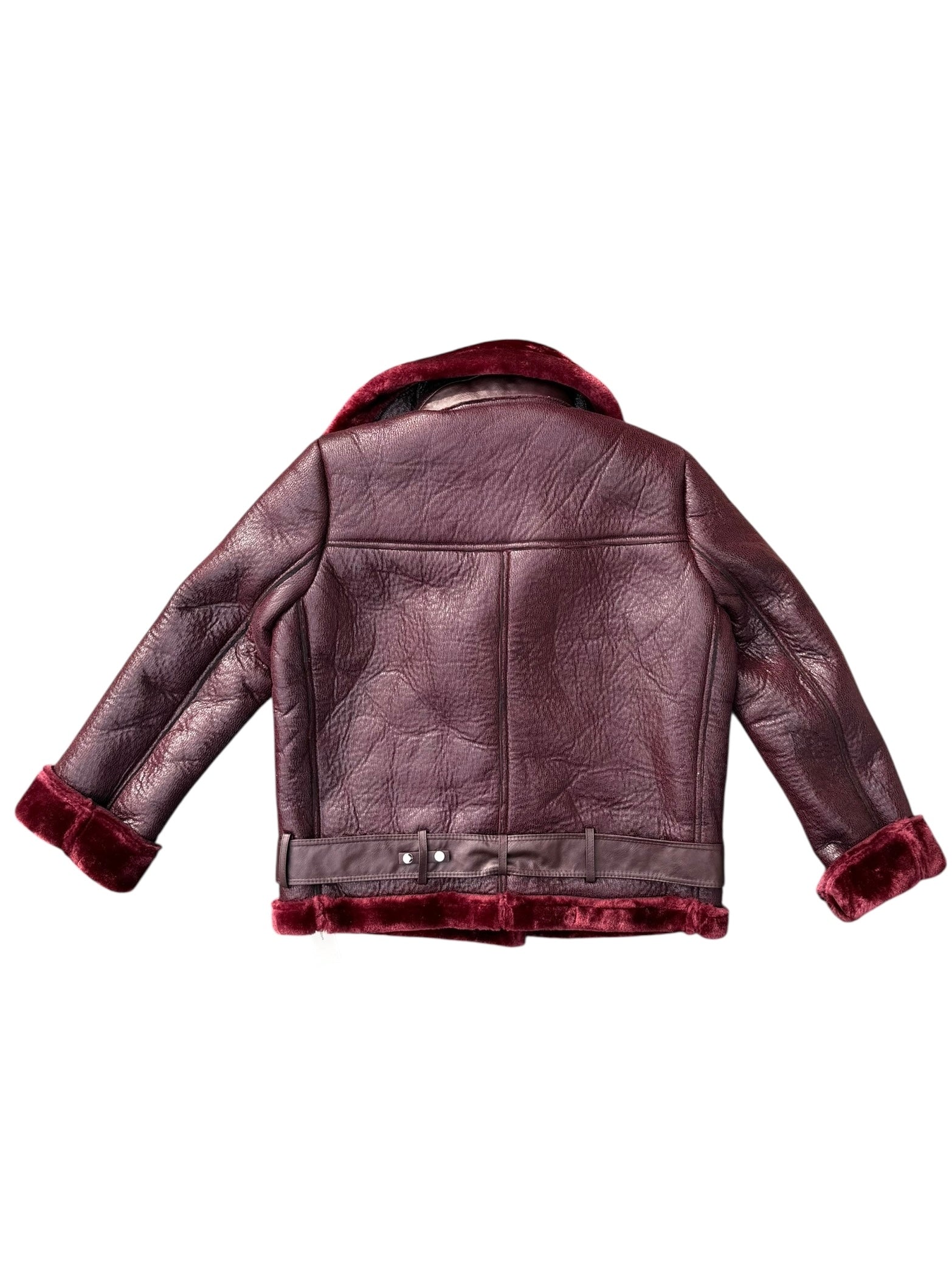 maroon commense pleather fur lined jacket, s