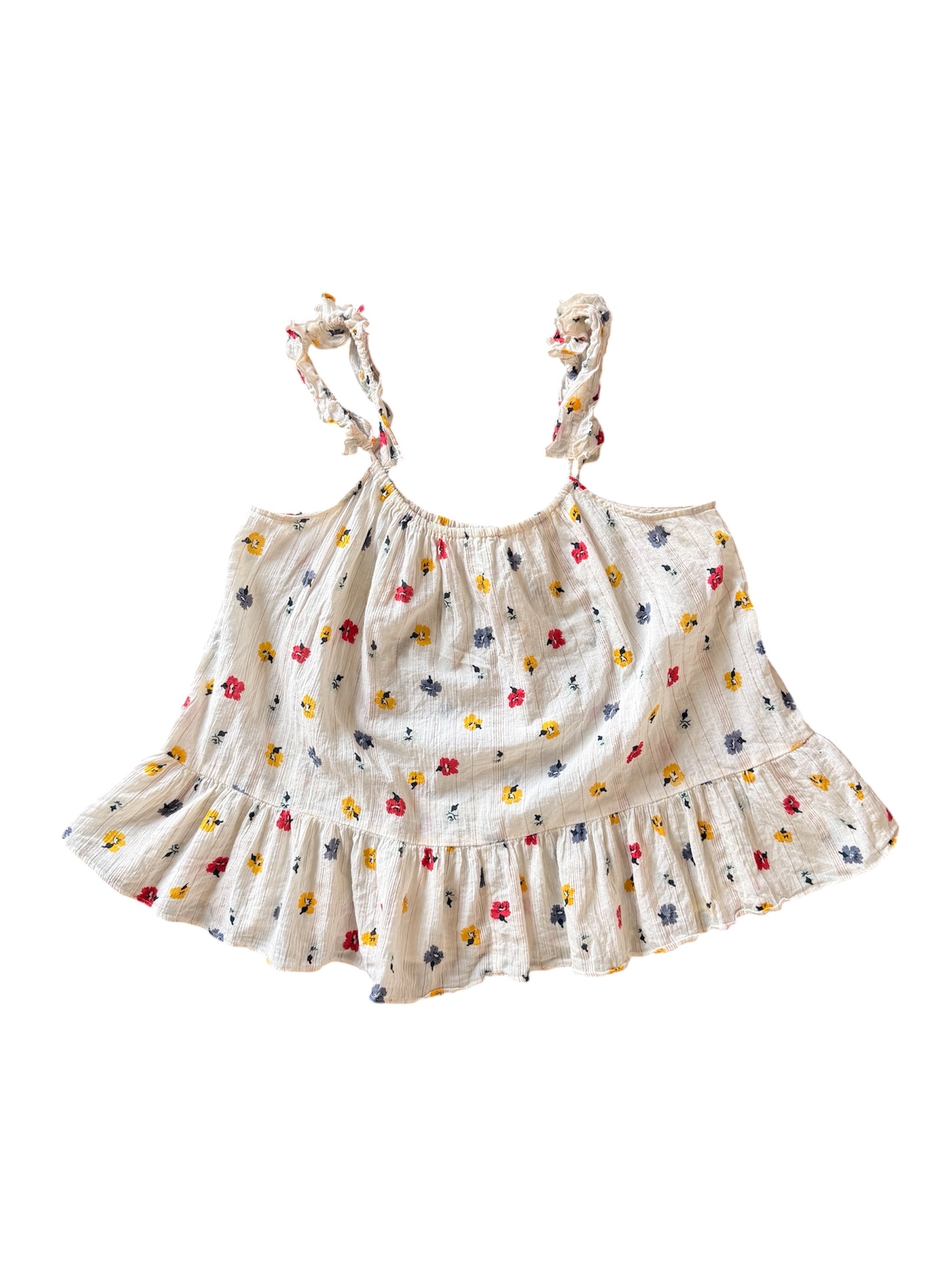 cream blue red madewell floral tank, 4