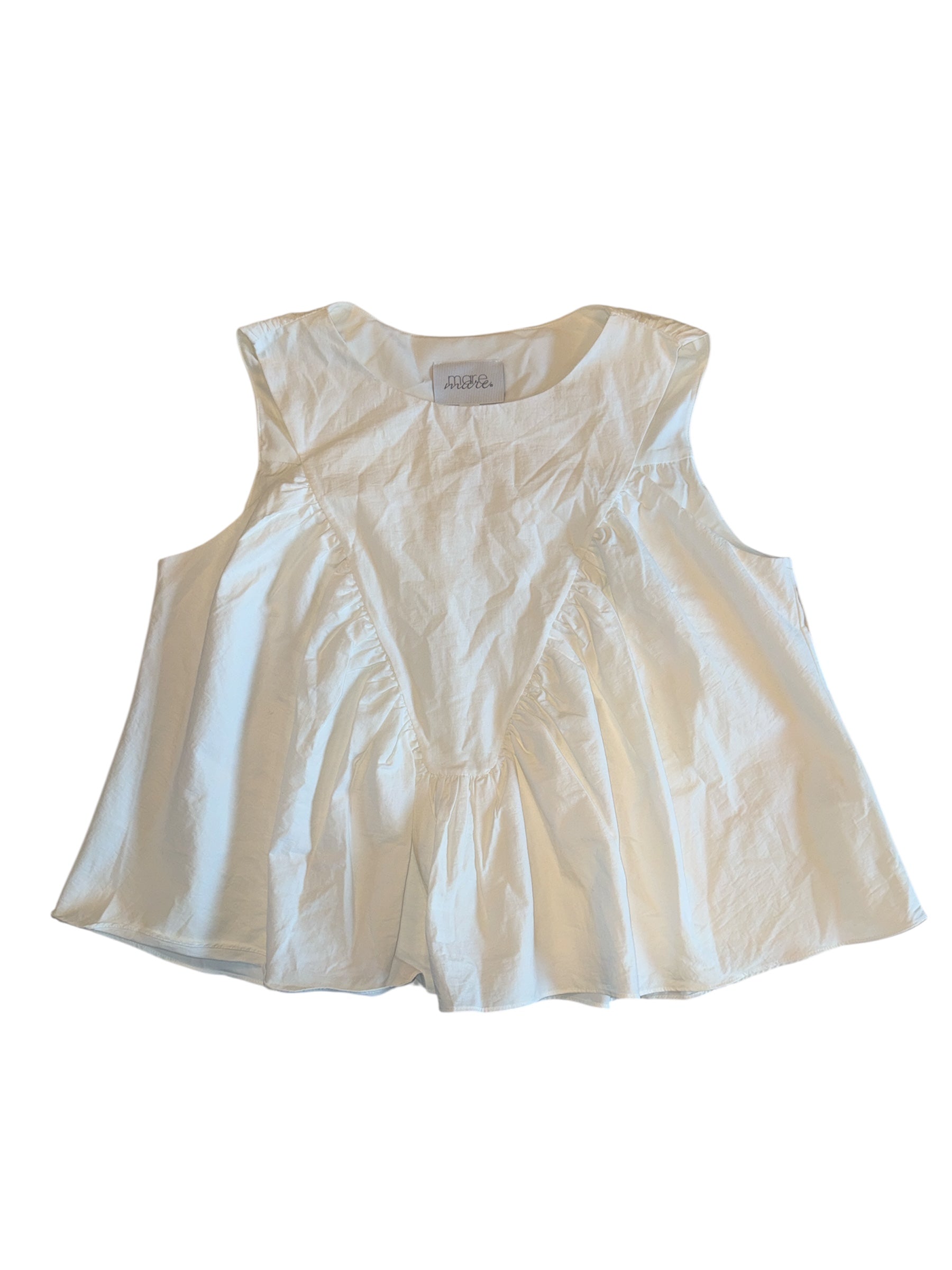 White Mare Ruffle cotton tank, XL