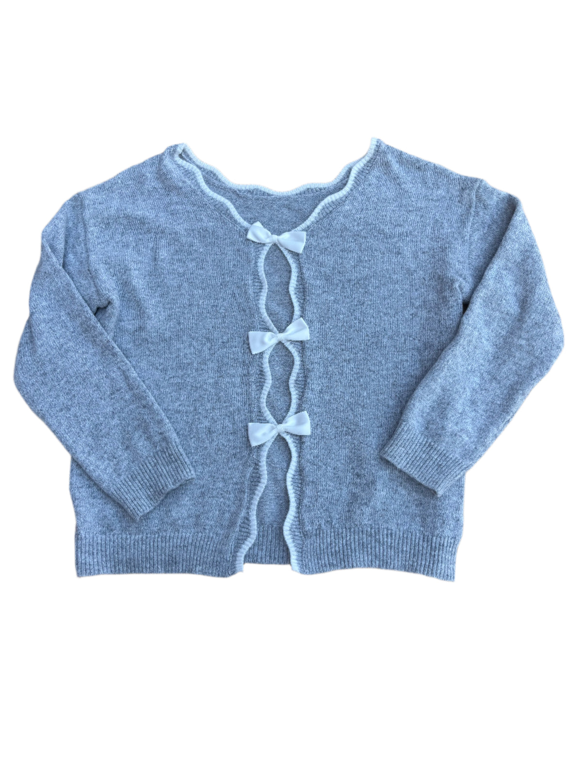 grey shein bow back sweater, L