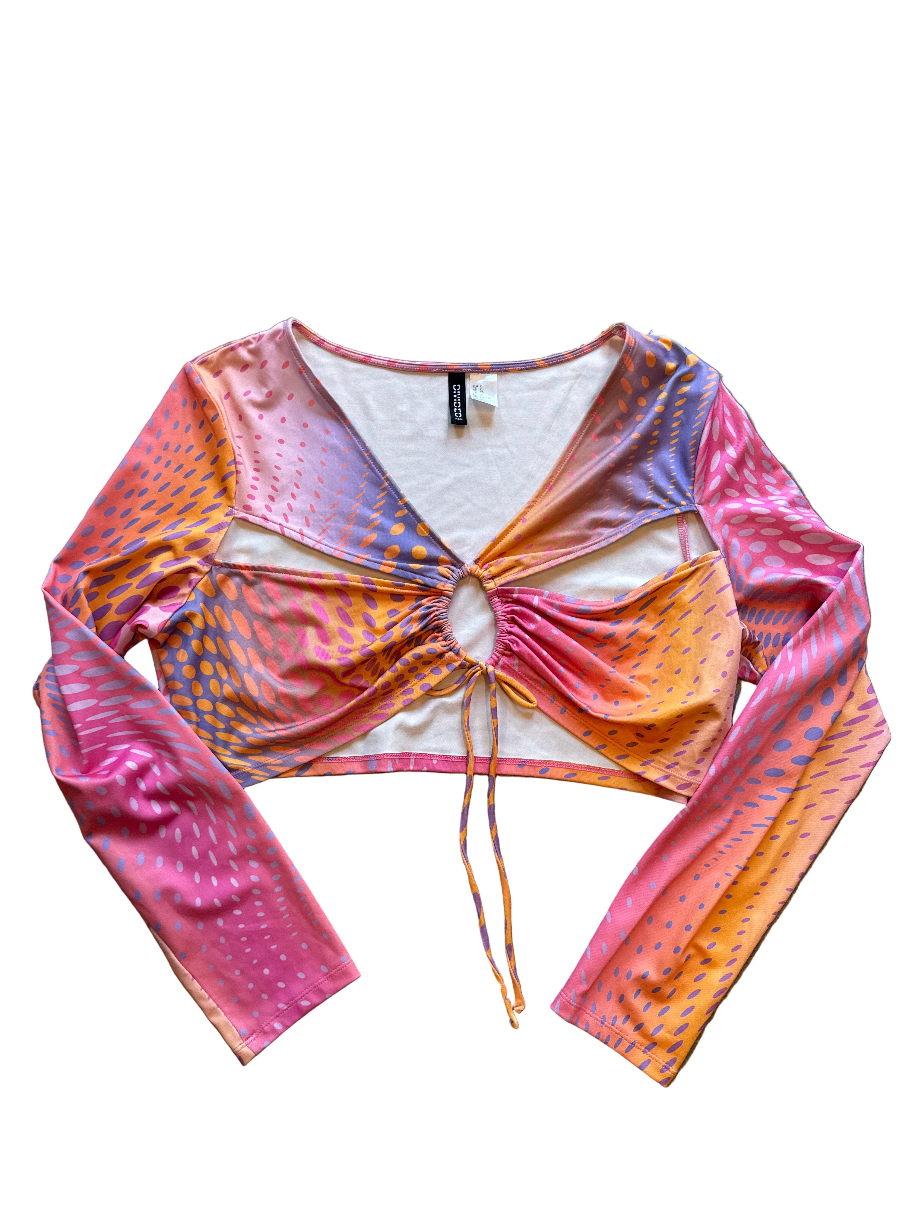 orange divided polka cutout top, XL