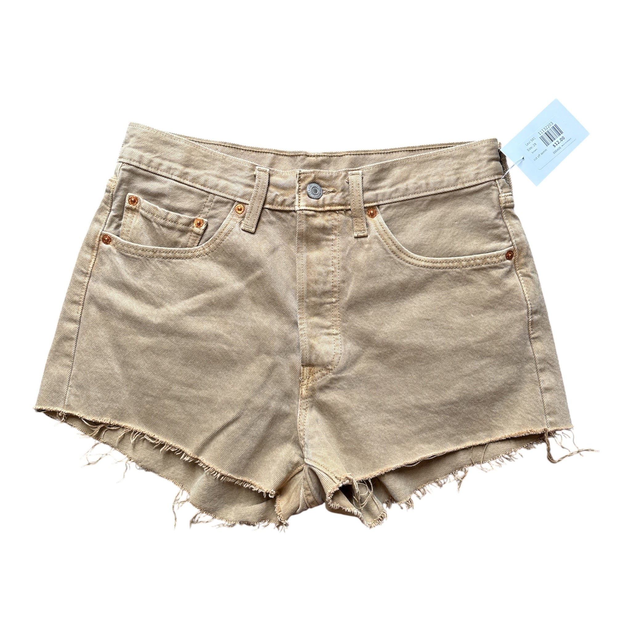 brown Levi 501 cut off denim, 28