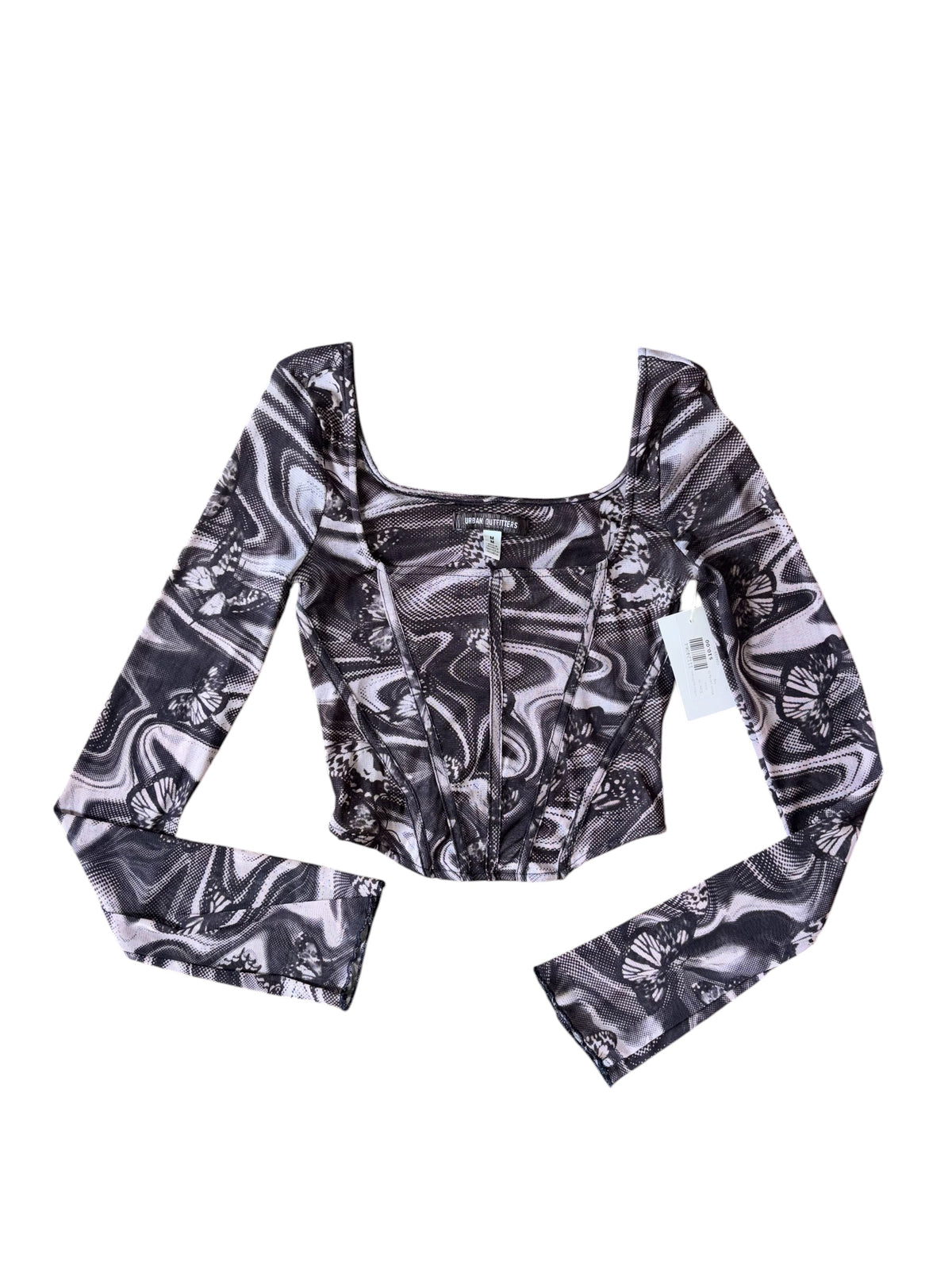 black Urban outfitters Mesh swirly ls top, m