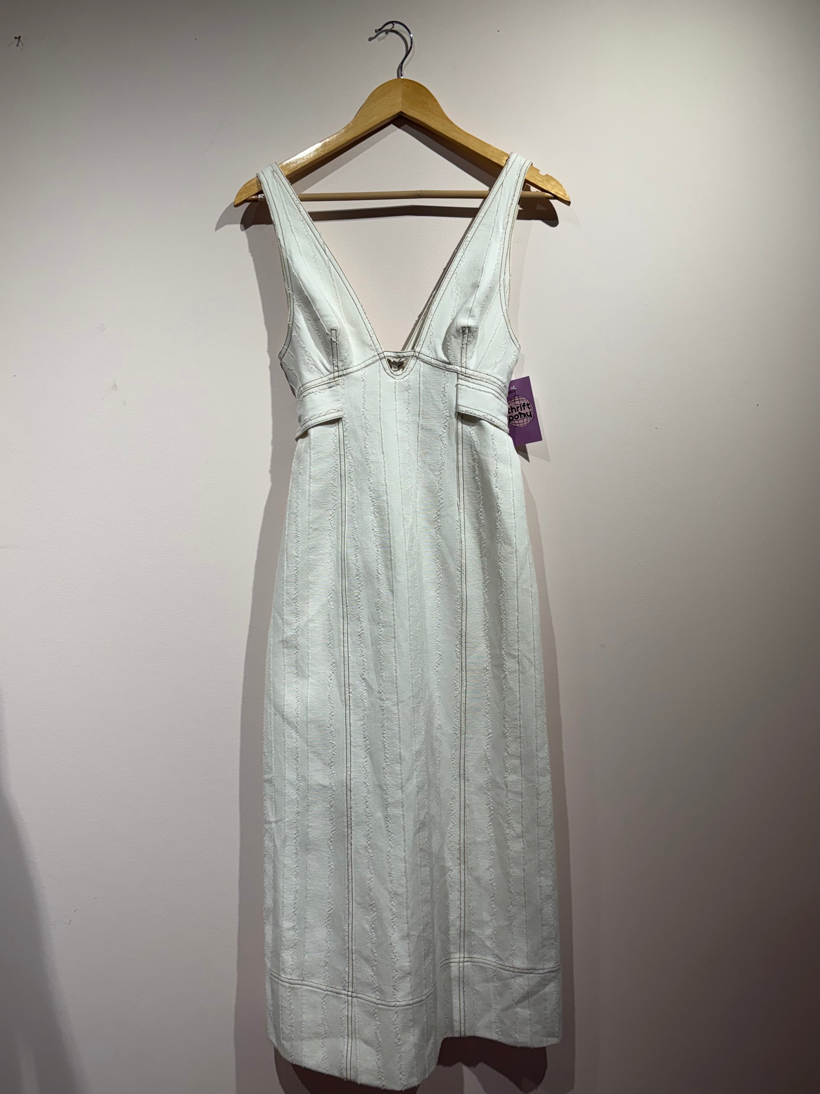 white acler denim v neck dress 4