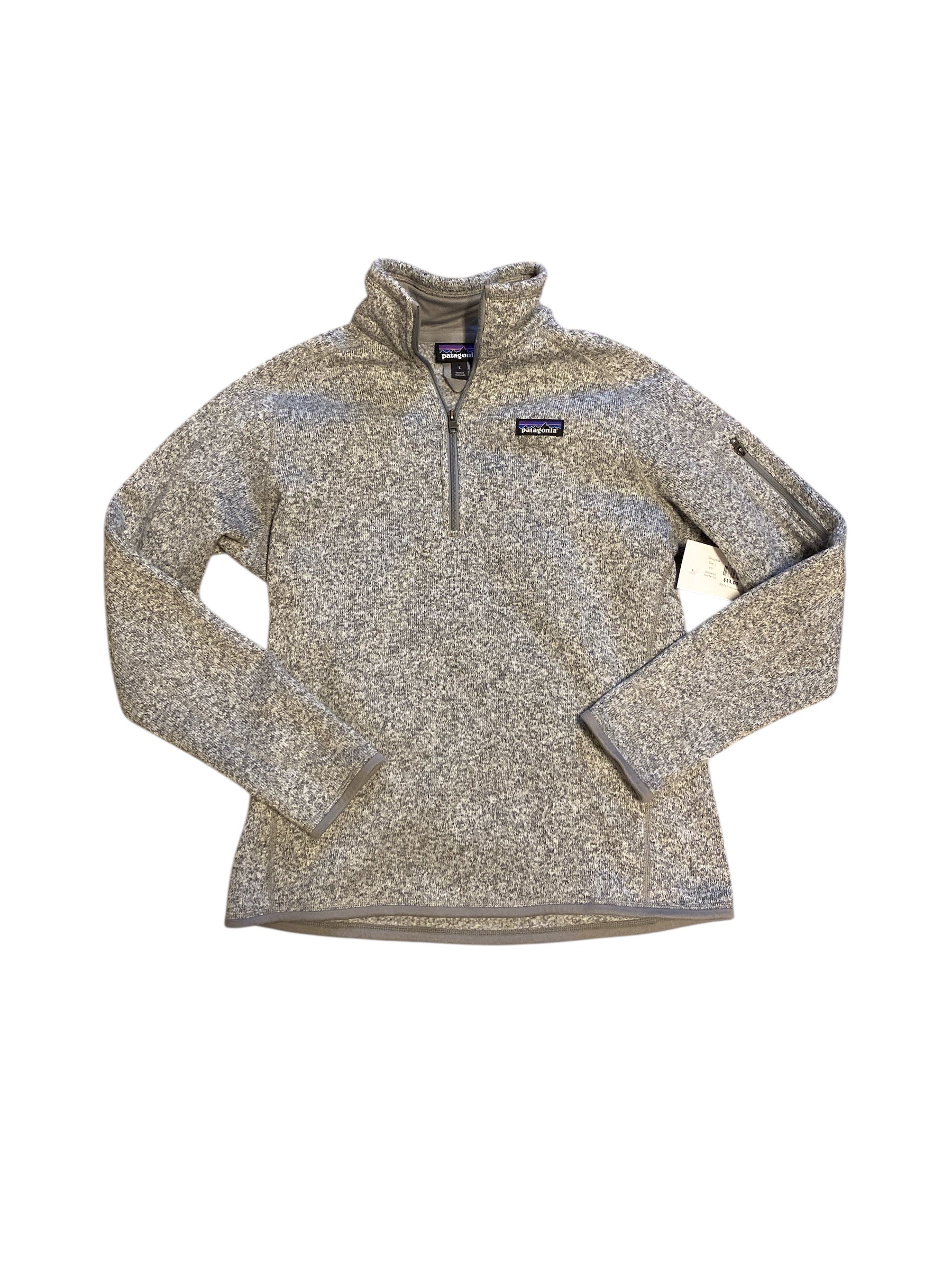 gray patagonia peppered quarter zip, L