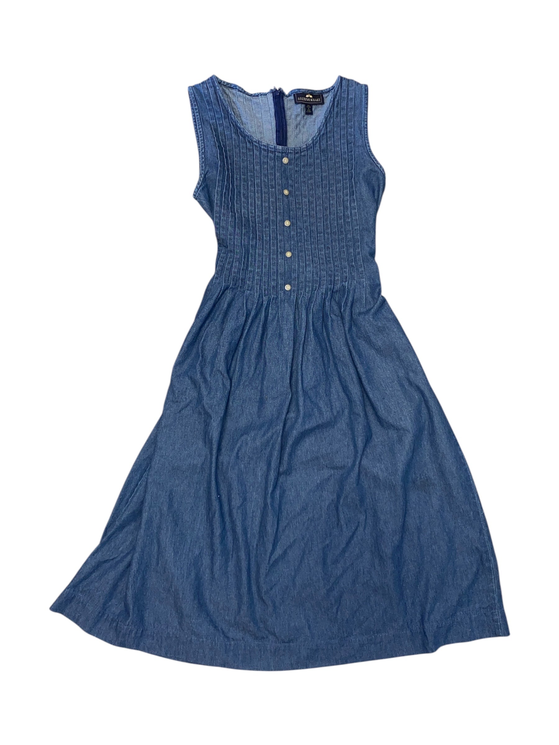 blue british khaki chambray pleated dress, 8