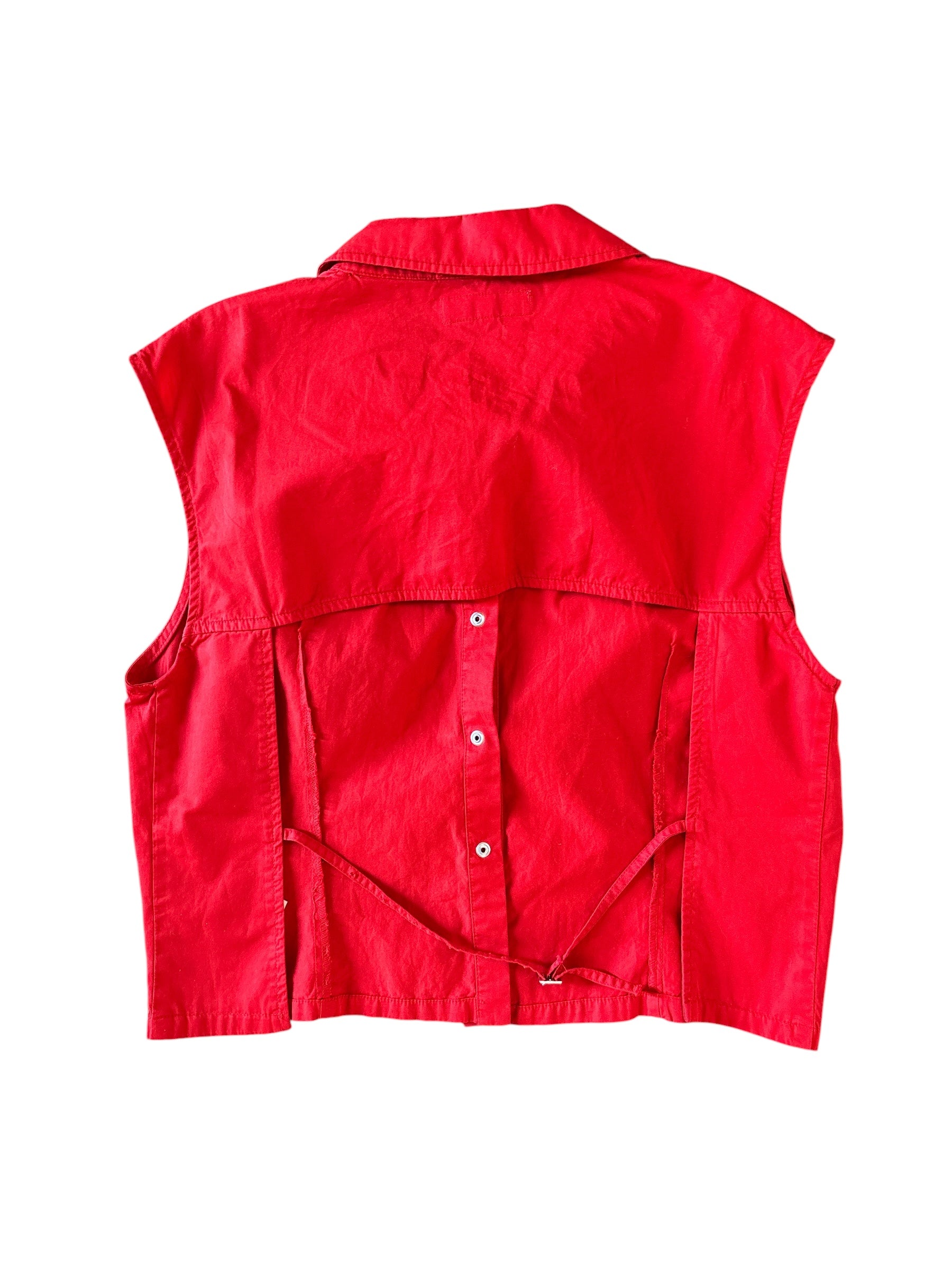 red zara open back tie tank, xl