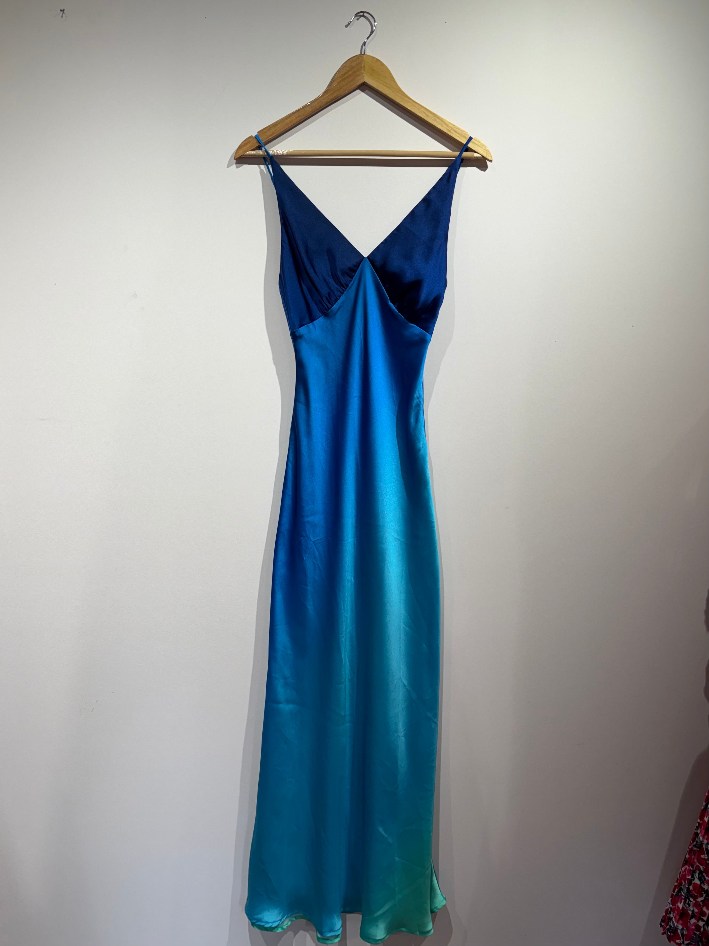 blue 12th tribe ombre slip maxi dress, small