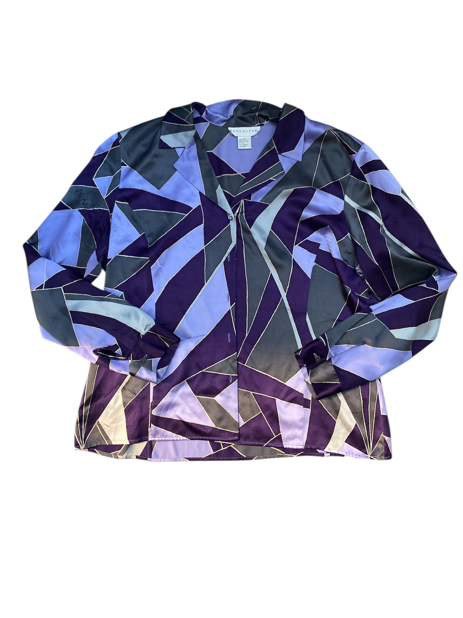 Purple gray Doncaster 100% silk top, M