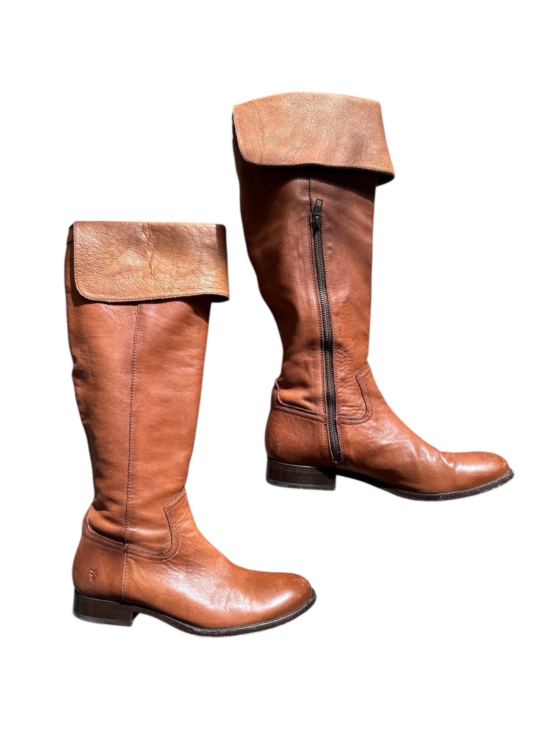 brown Frye over the knee leather boots, 9
