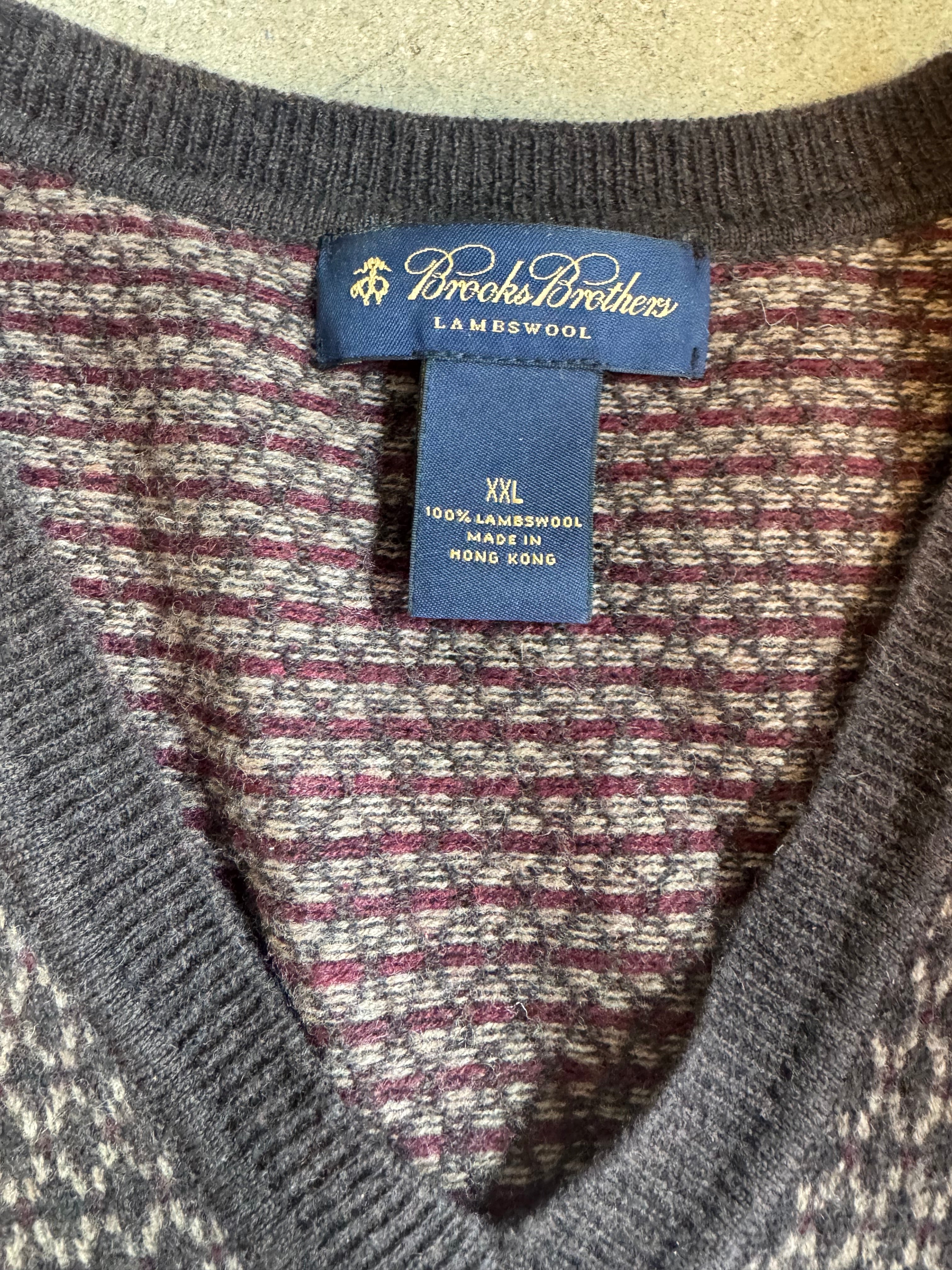 Brown Brooks brothers 100% lambs wool sweater textured, Xxl